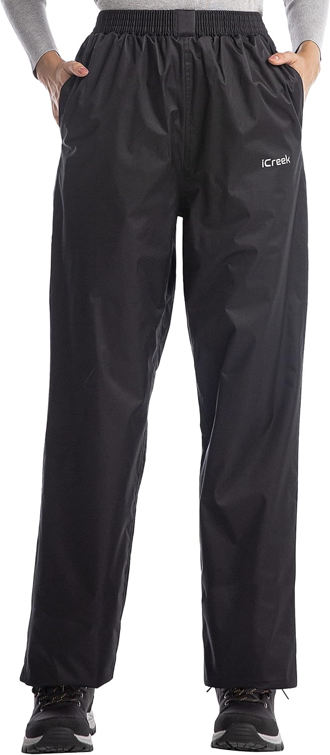 iCreek Women's Rain Pants Waterproof Hiking Pants Windproof Lightweight Over Pants Work Rain Outdoor for Golf, Fishing - Image 2