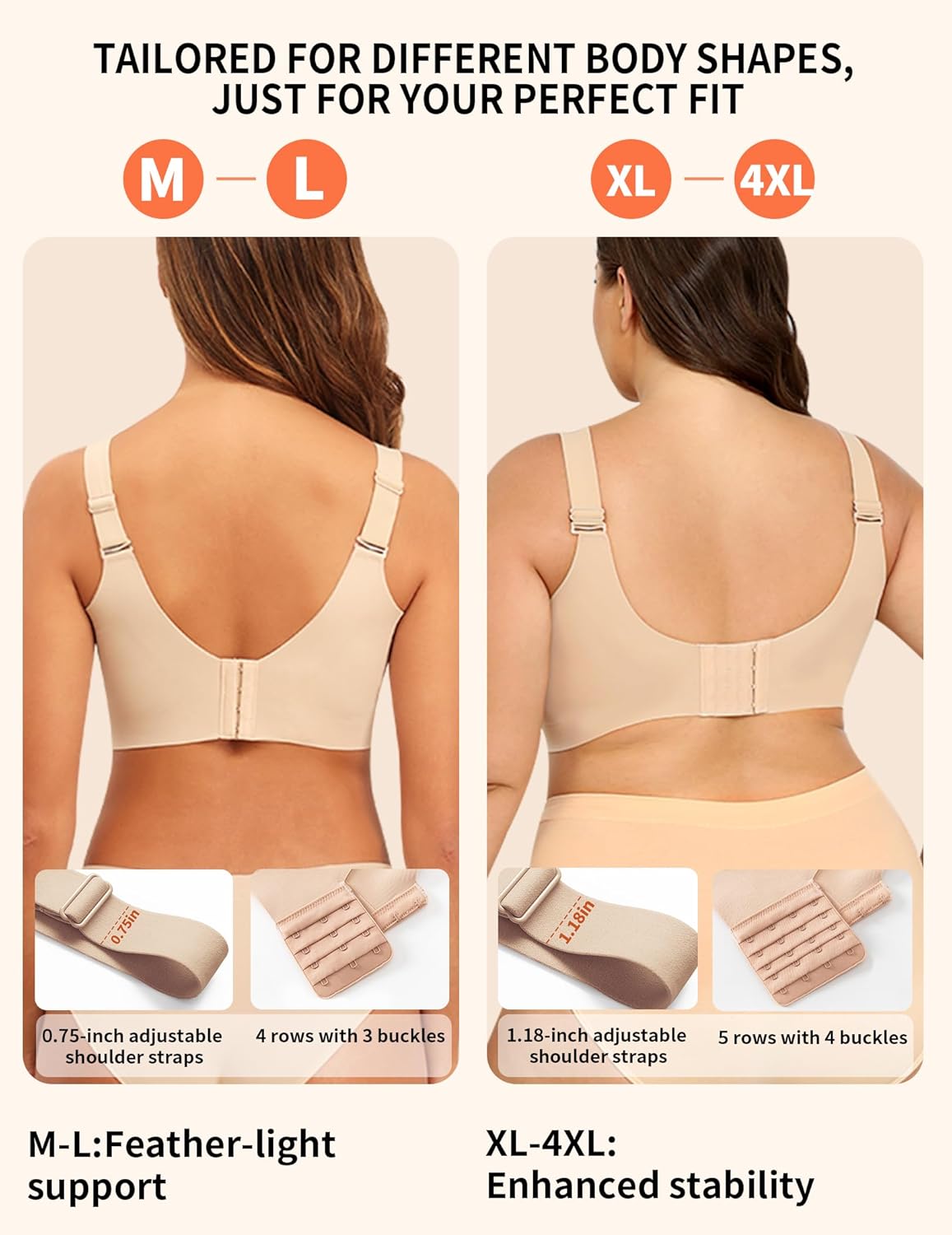 PoseFree Womens Seamless Wireless Supportive Bra Push Up Comfort Soft No Underwire Full Coverage T-Shirt Bra - Image 7