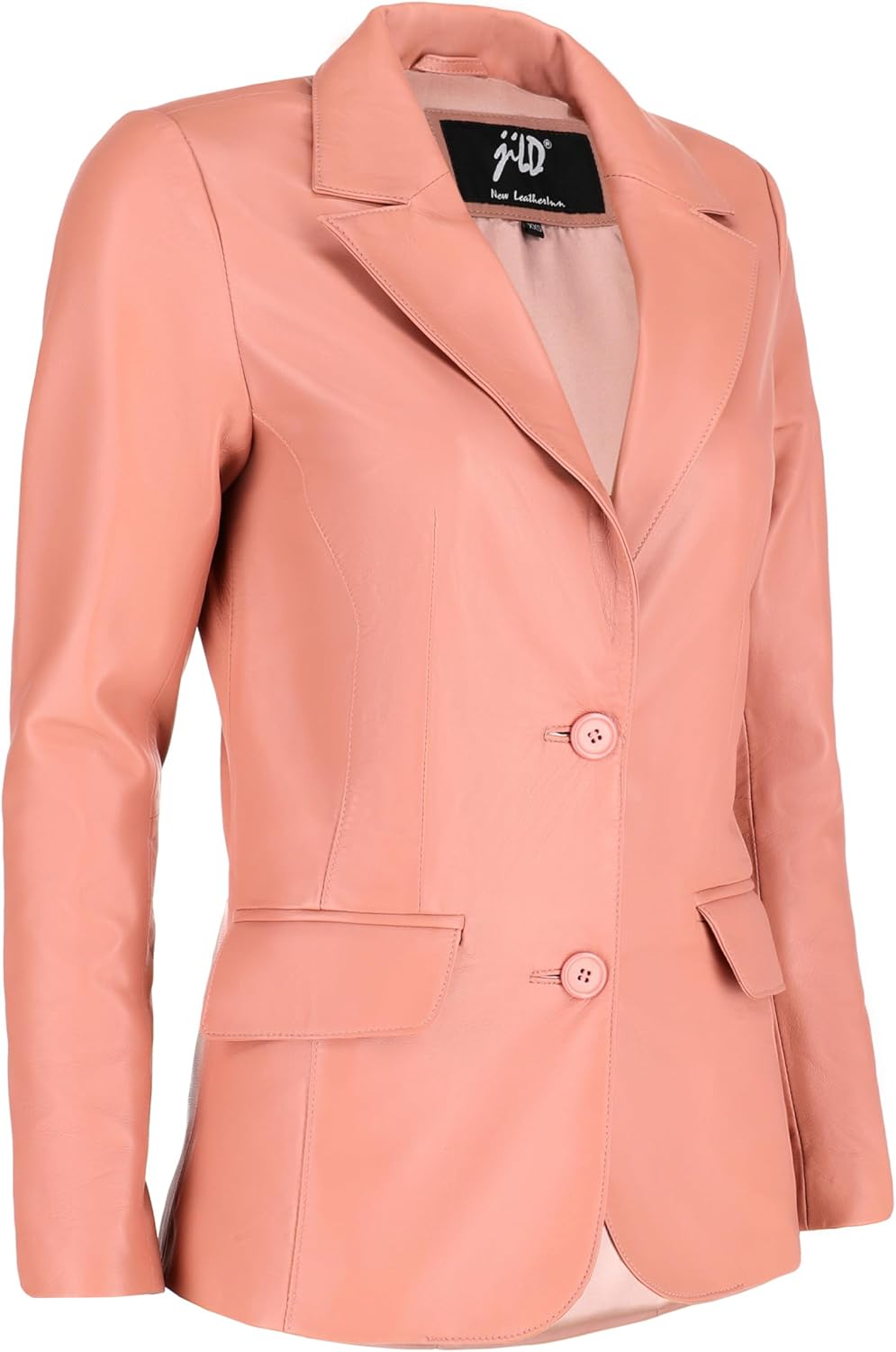 Jild Classic 2-Button Lambskin Leather Blazer Women - Casual Coat Long Sleeves Suit Style Leather Jacket Women - Image 4