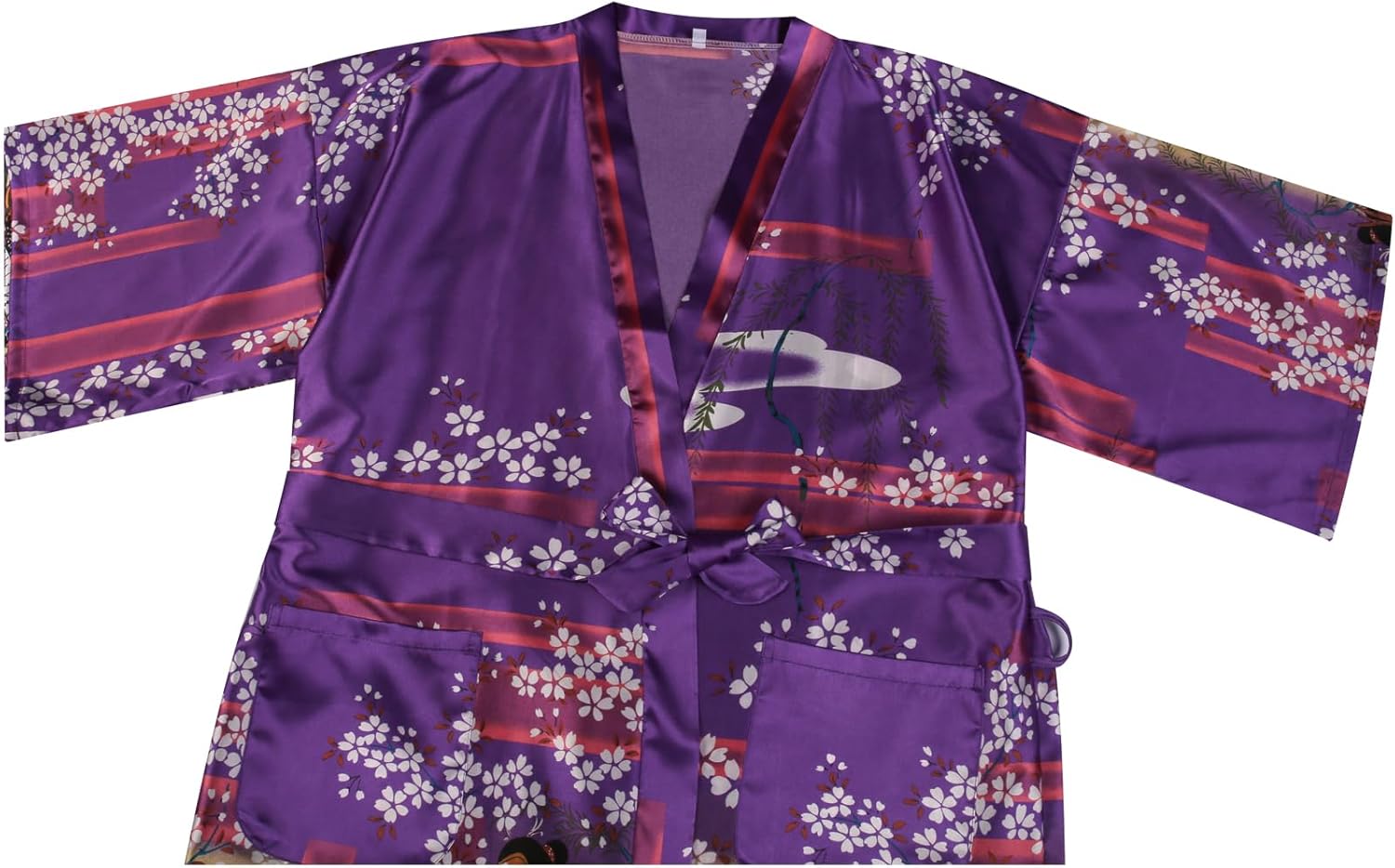 Women's Plus Size Floral Robes Long Satin Kimonos Bathrobes Patterned Long Silky Sleepwear Loungewear - Image 3