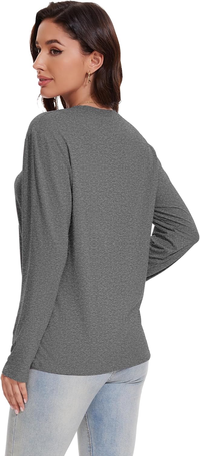 Kinglaman 4 Pack Womens Long Sleeve Shirts Tops Loose Fit Basic Crew Neck Tee T Shirts Ultra Soft Blouses Tops - Image 4
