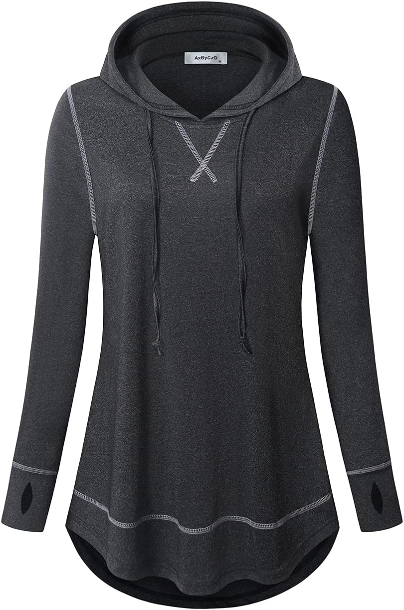 Womens Long Sleeve Workout Yoga Gym Shirts Fall Winter Athletic Hoodies with Thumb Holes