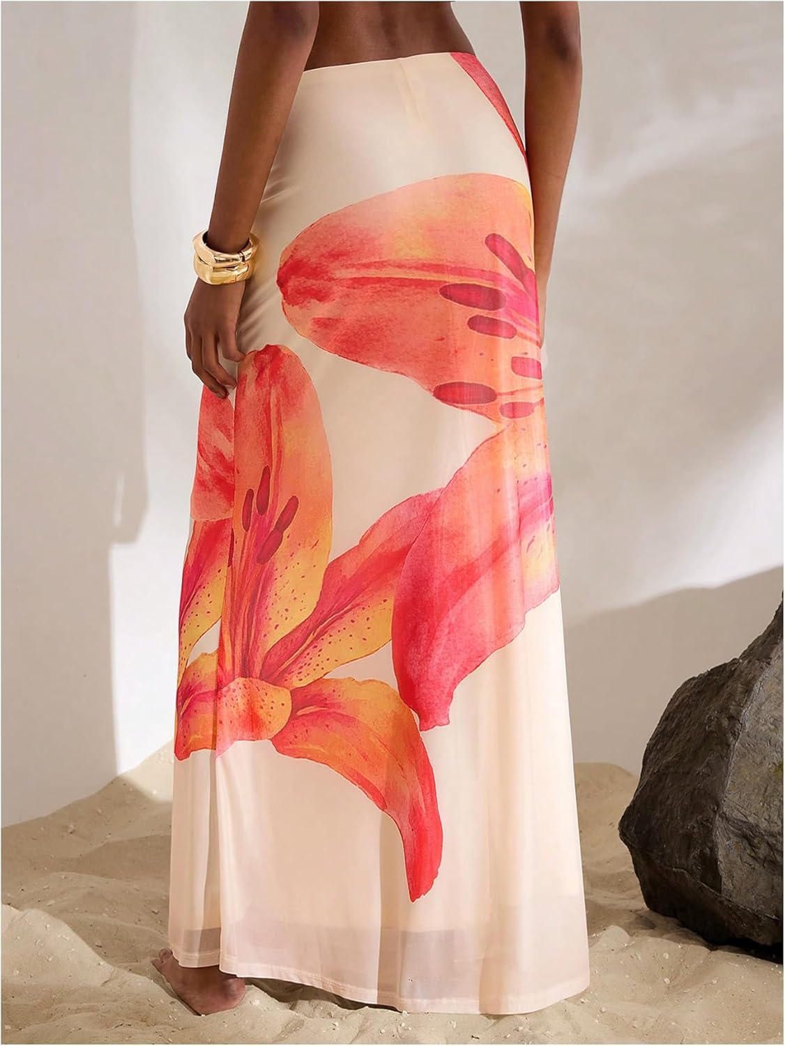 MakeMeChic Women's Summer Beach Maxi Skirt Y2k Floral Boho Flowy Long Skirt - Image 3