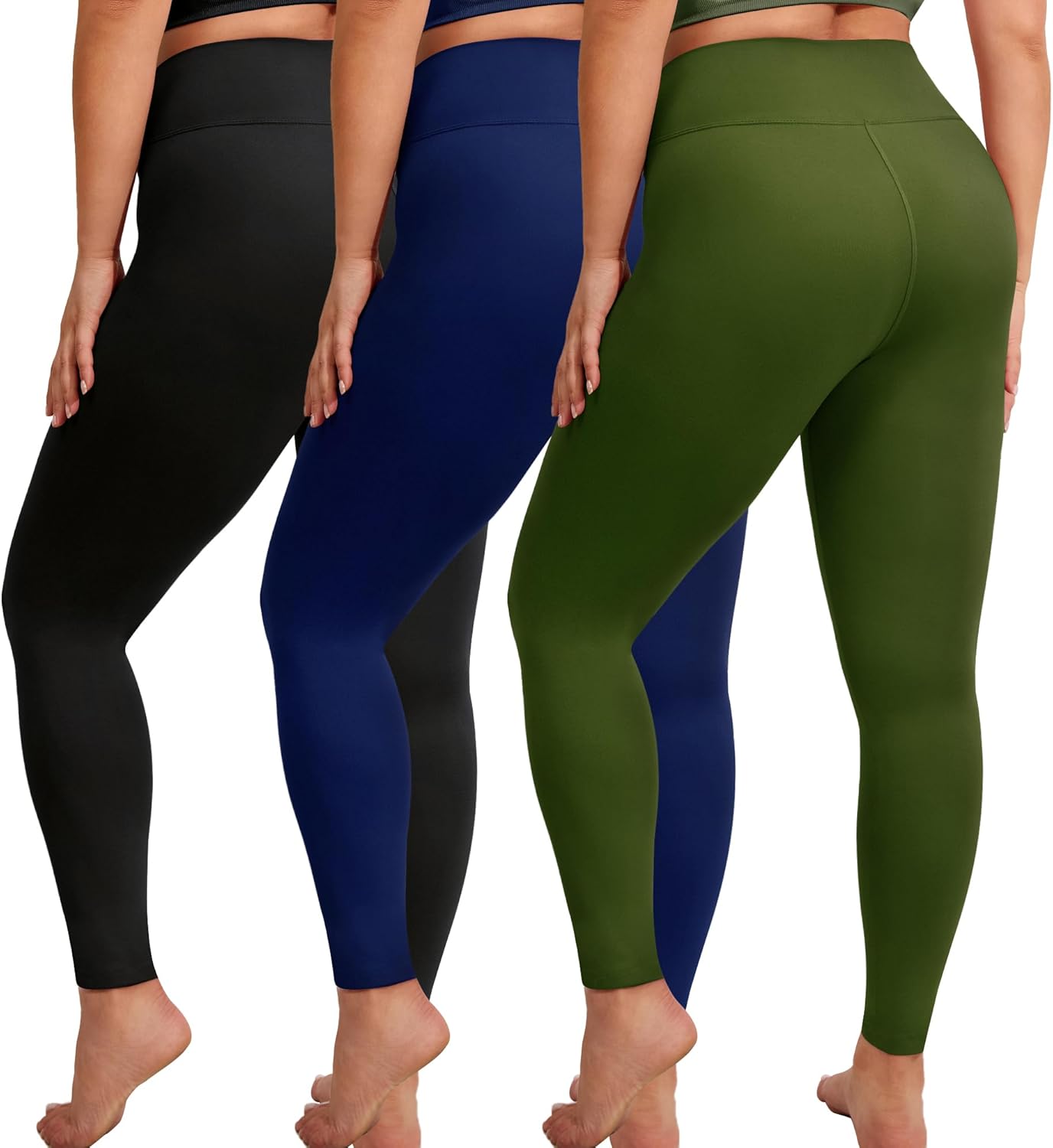 VALANDY Creamlush 3 Pack Plus Size Leggings for Women-High Waisted Soft Stretchy Yoga Pants,L-5XL