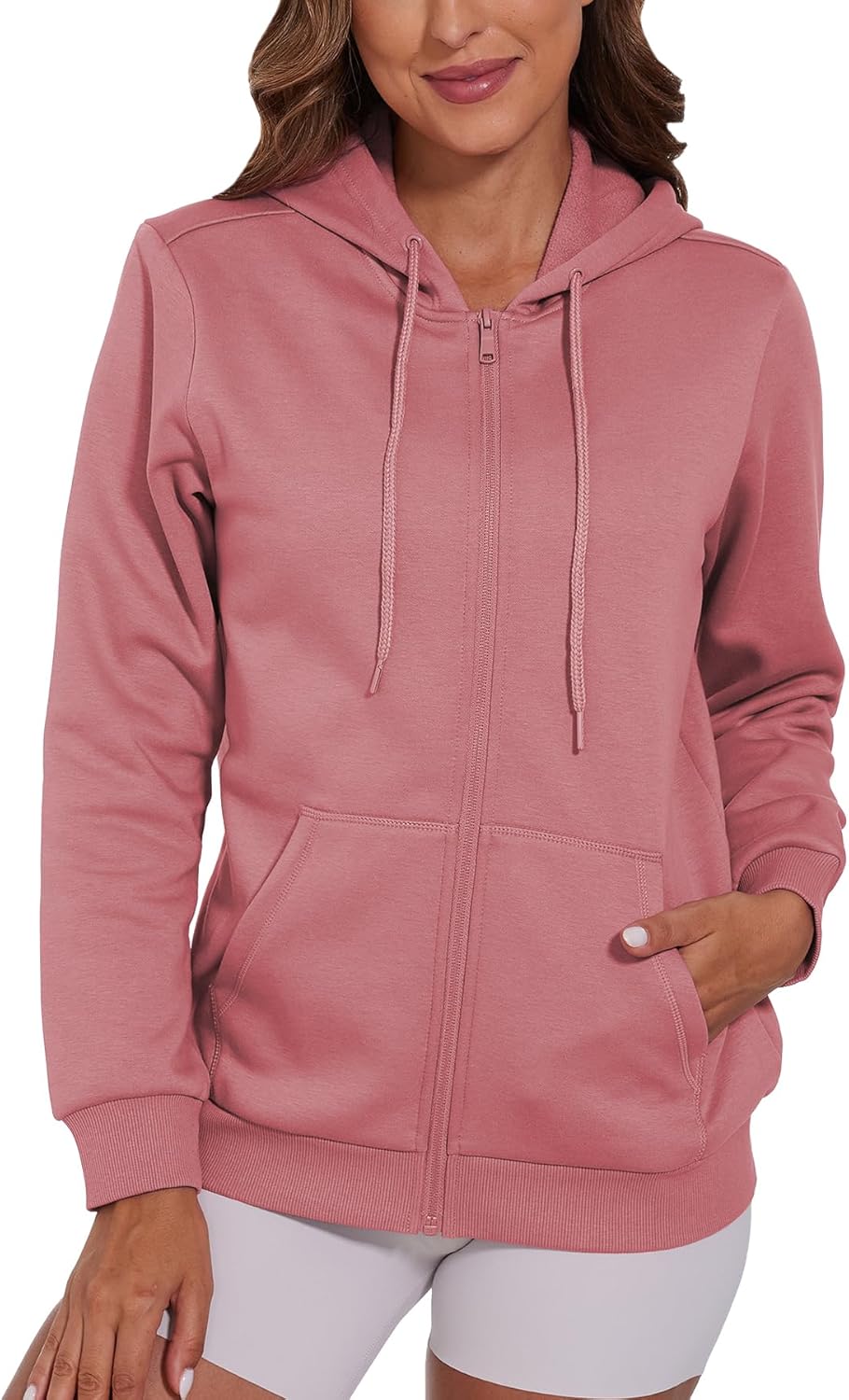SMENG Womens Zip Up Hoodies Long Sleeve Fit Hooded Sweatshirts Fleece Lined 2026 Casual Lightweight Jacket - Image 4