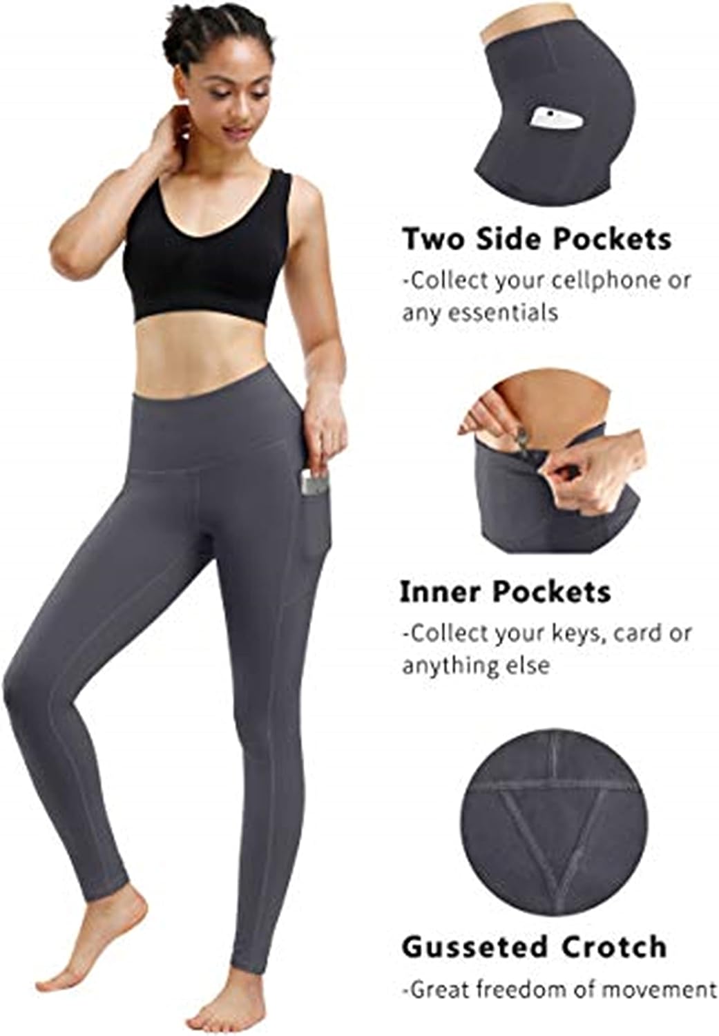 Fengbay 2 Pack High Waist Yoga Pants with Pockets, Tummy Control Workout Running Yoga Leggings for Women - Image 3