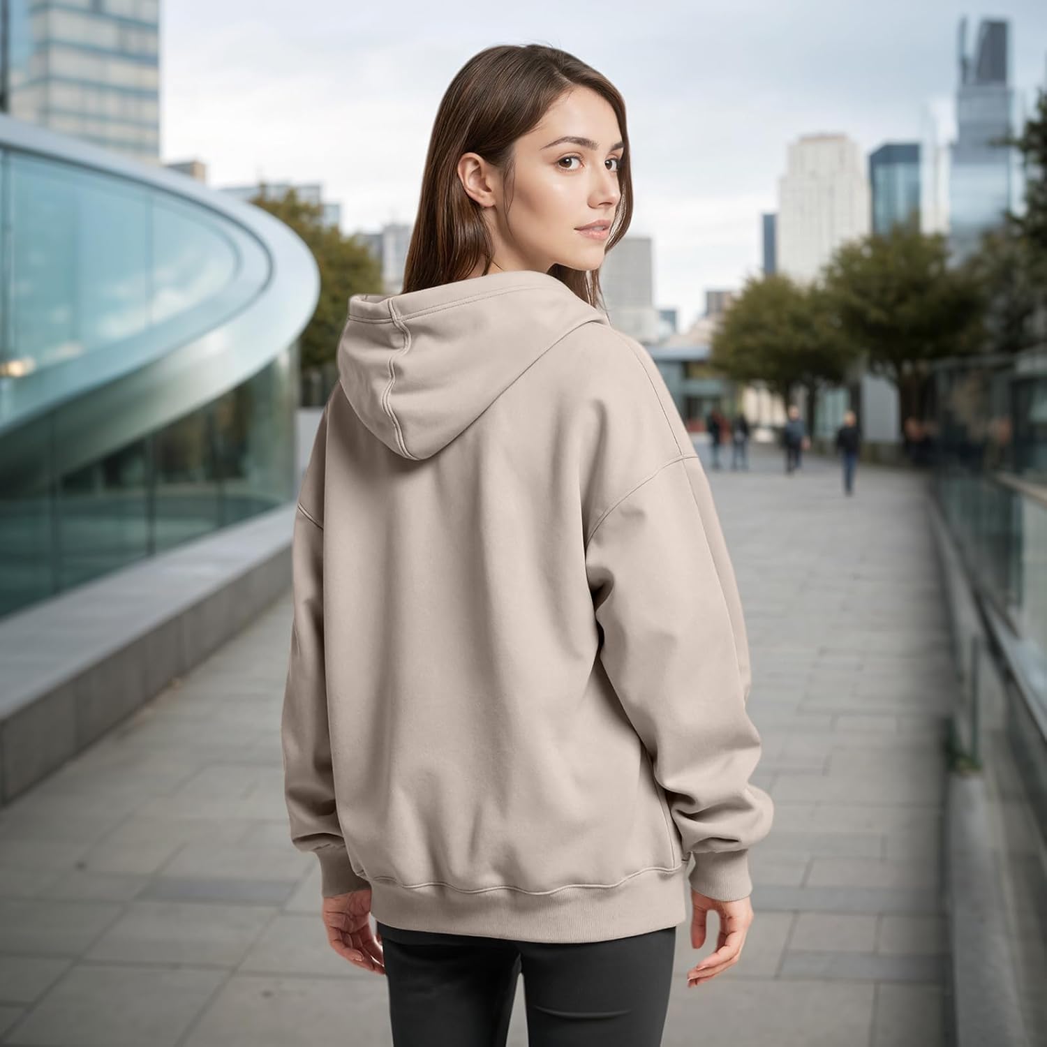 Women Hoodies Sweatshirts Sweaters Fleece Hooded Oversized Long Sleeve Crewneck Shirts Fall Winter Outfits Pocket - Image 2