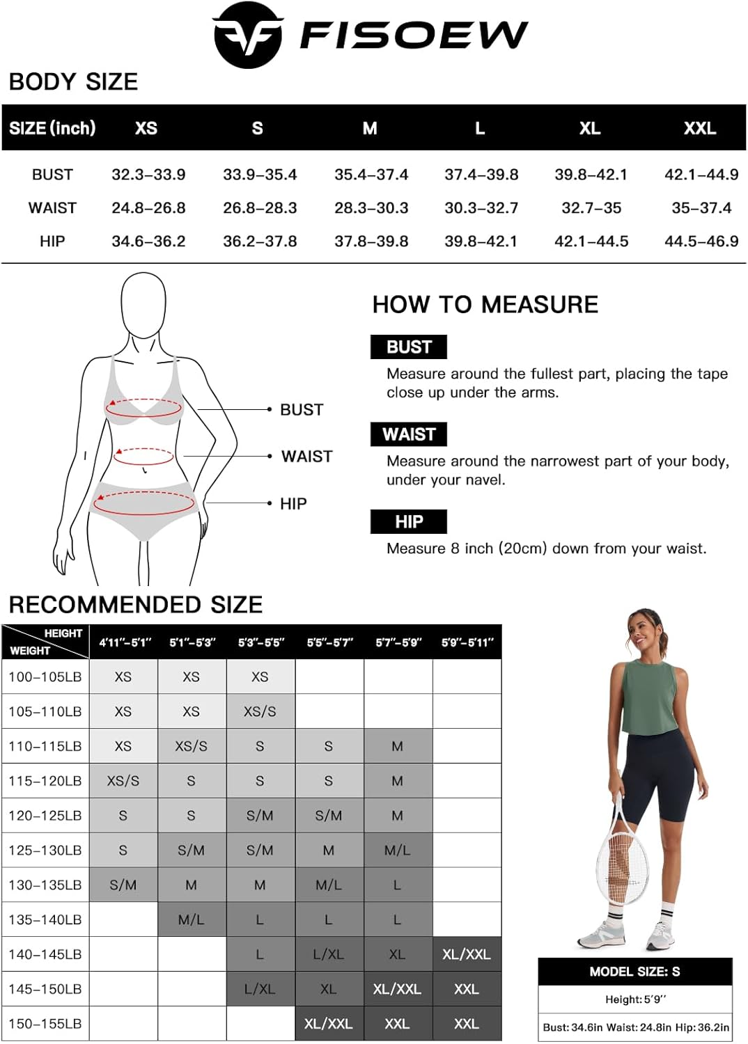 Fisoew Womens Workout Cropped Tank Tops Racerback Sleeveless Crewneck Running Yoga Active Shirts - Image 6