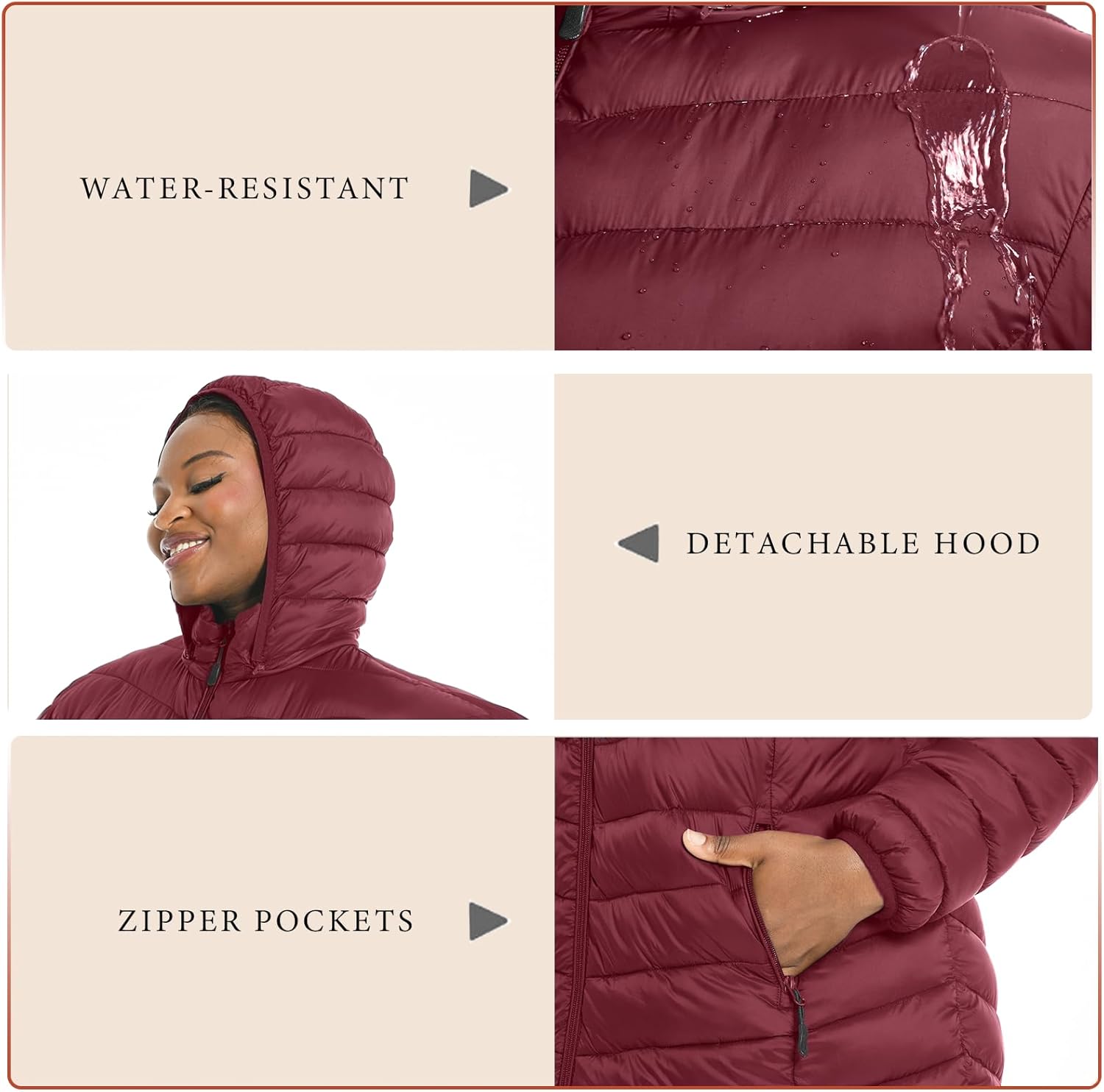 Women's Plus Size Packable Puffer Jacket 1X-6X Lightweight Winter Puffer Coat - Image 4