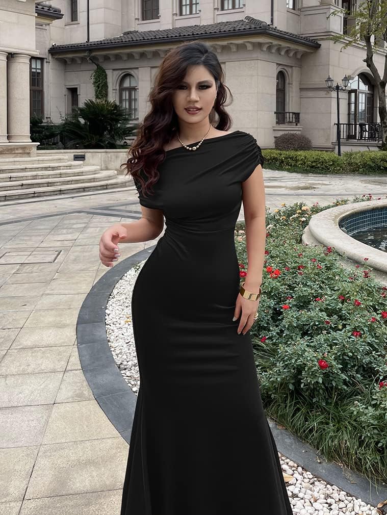 YMDUCH Women's Elegant Sleeveless Off Shoulder Bodycon Long Formal Party Evening Dress - Image 3