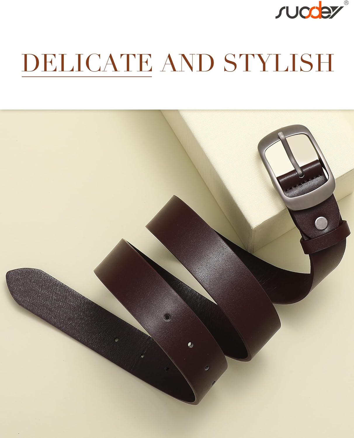 SUOSDEY Women Belts For Jeans Dresses Pants Ladies Leather Waist Belt with Elegant Buckle, Width 1.3" - Image 5