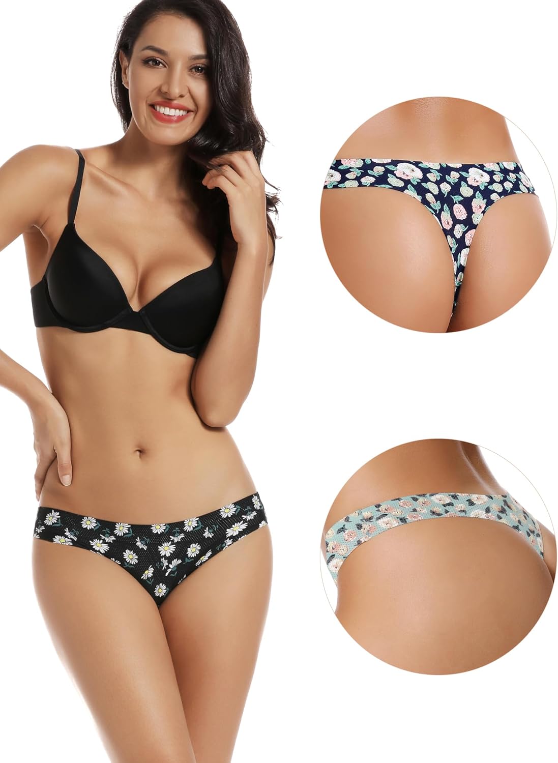 voenxe Seamless Women Underwear Thongs,No Show Ladies Thong,No Line Workout Breathable Comfortable Panties,Soft Undies,5-Pack - Image 3