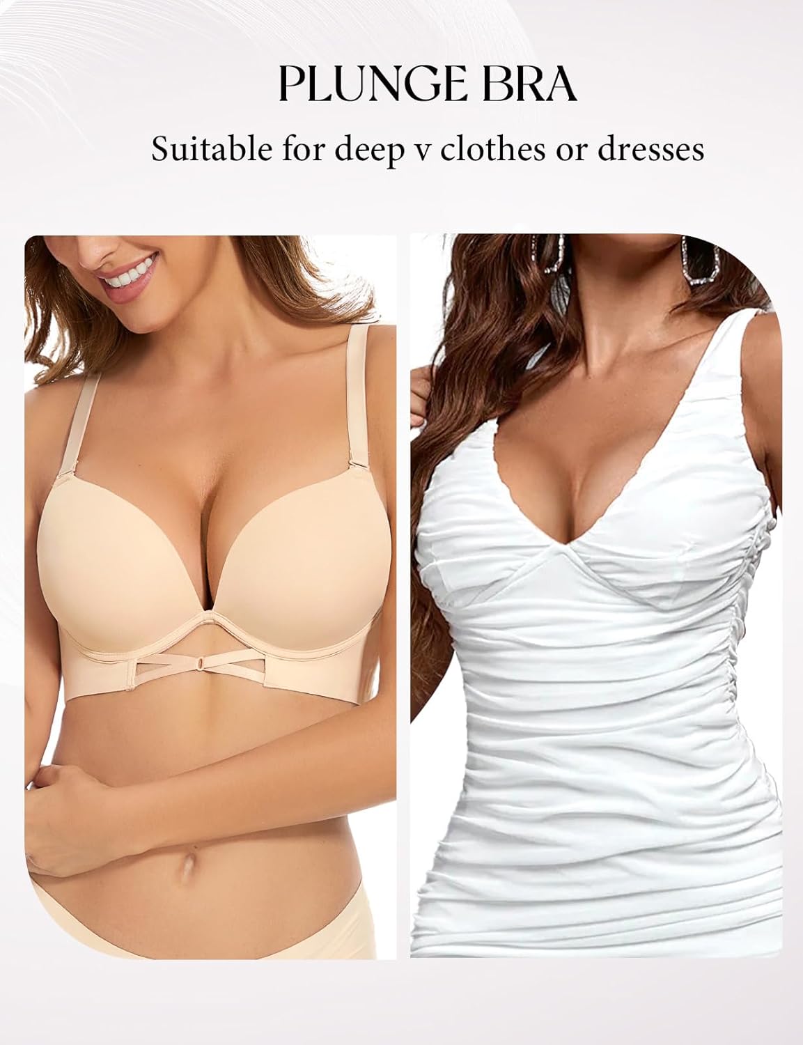 Upushall Push Up Padded Bras for Women Add 2 Cups Plunge T Shirt Everyday Bra Seamless Underwire Support - Image 6