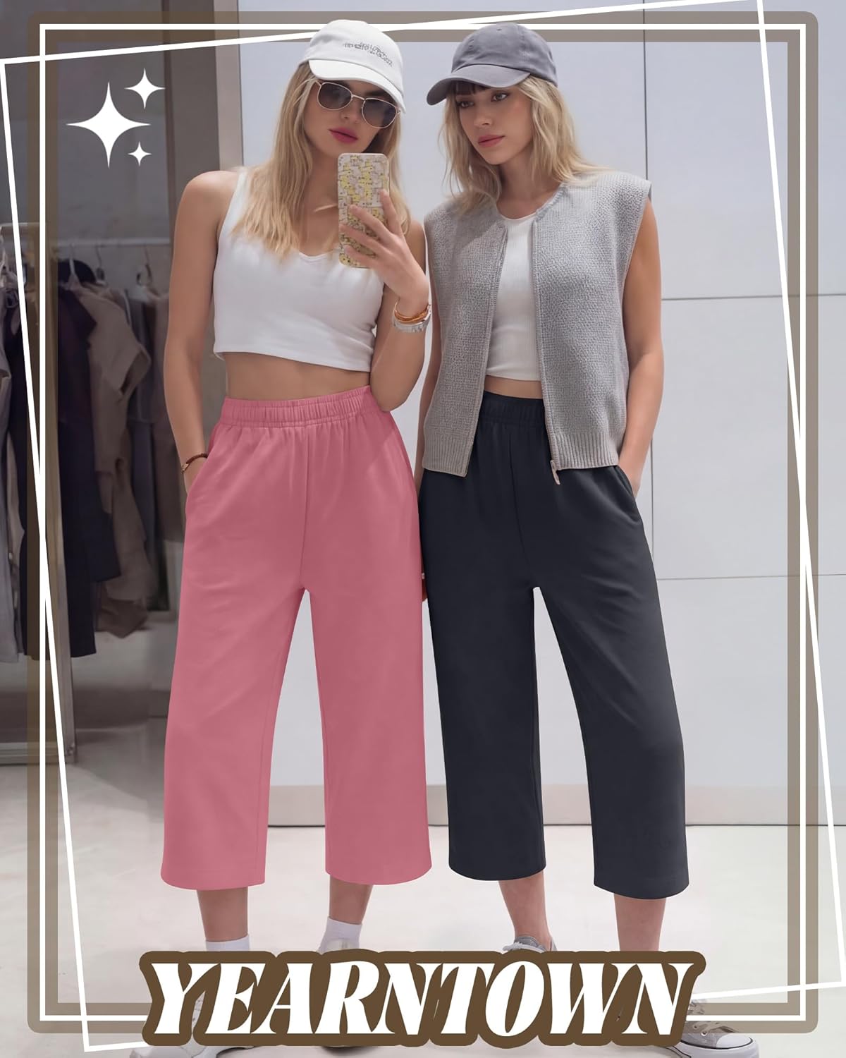 3 Pack Women's Capri Pants Wide Leg Lounge Sweatpants Casual Loose Summer Yoga Workout Cropped Jogger with Pockets - Image 3