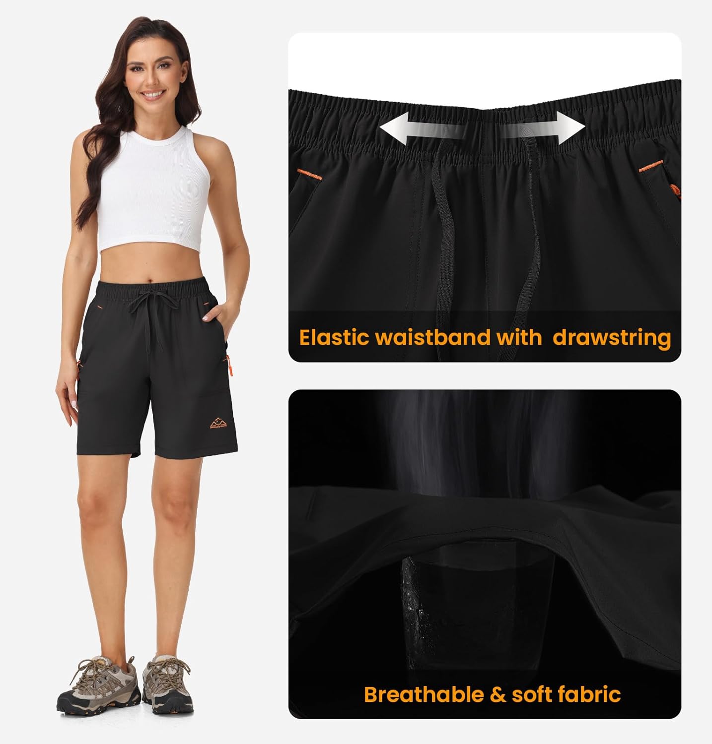 Gopune Women's 8" Hiking Shorts Lightweight Quick Dry Athletic Running Summer Shorts Water Resistant Zipper Pockets - Image 5