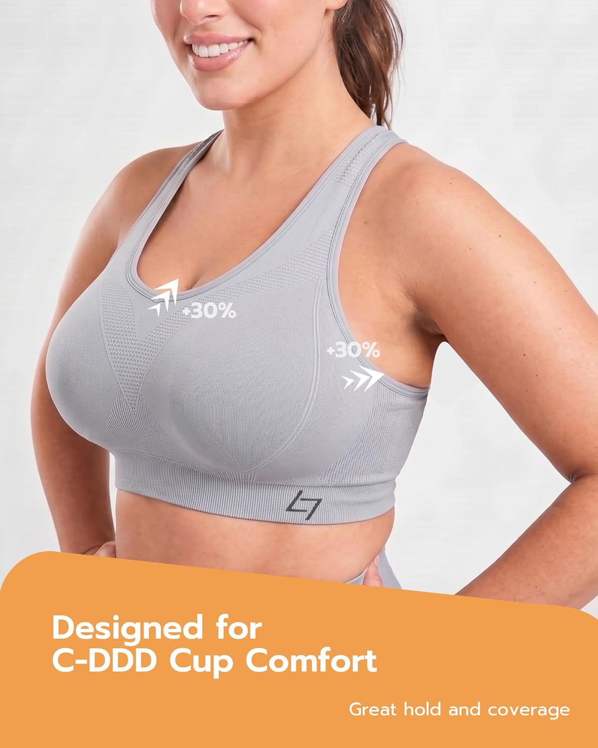 FITTIN Racerback Sports Bras for Women - Padded Comfortable Seamless Support for Yoga Workout Gym - for Plus Size Large Bust - Image 4