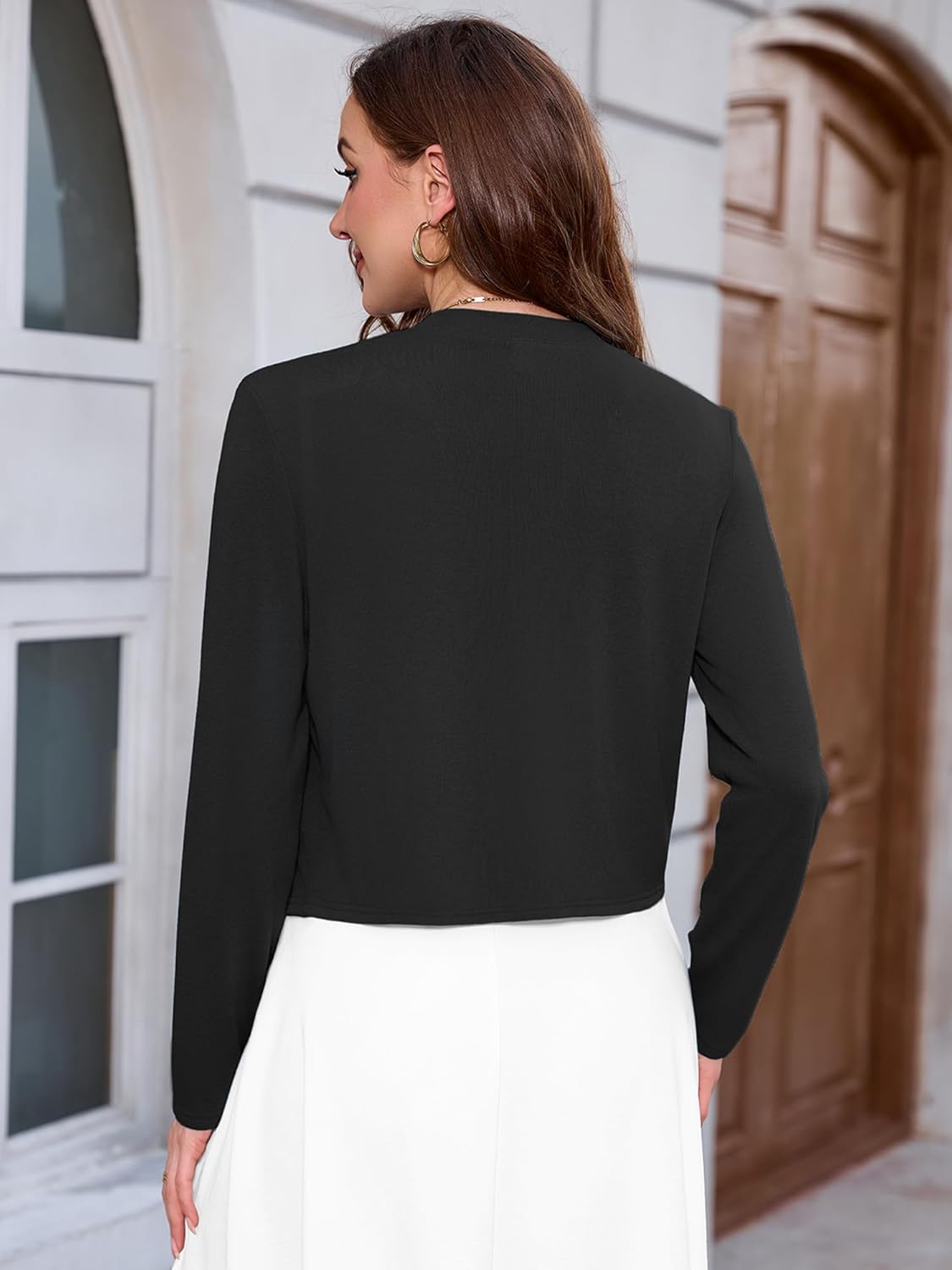 Women's Thin Shrugs Long Sleeve Lightweight Cropped Tops Open Front Cardigan for Dress - Image 5
