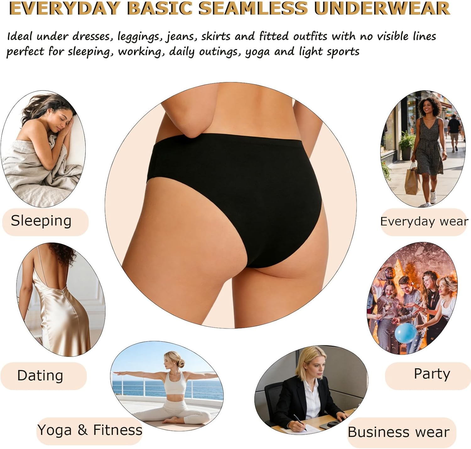 FINETOO 6 Pack Women’s Seamless Hipster Underwear No Show Panties Invisibles Briefs Soft Stretch Bikini Underwears XS-XL - Image 6