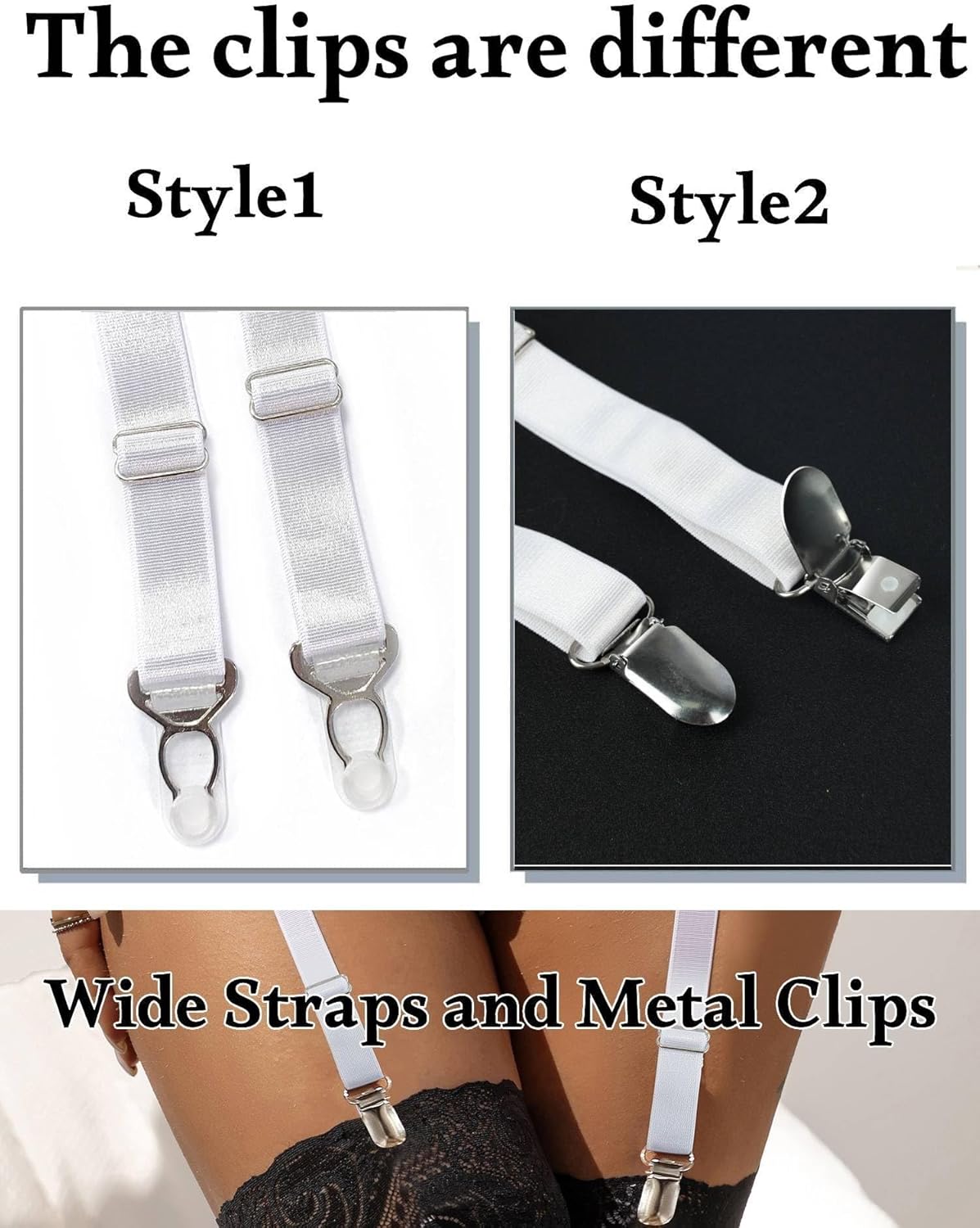 Women Floral Lace Garter Belt Plus Size Mesh Suspender Belt Set with 4 Straps Metal Clip for Thigh Highs - Image 3