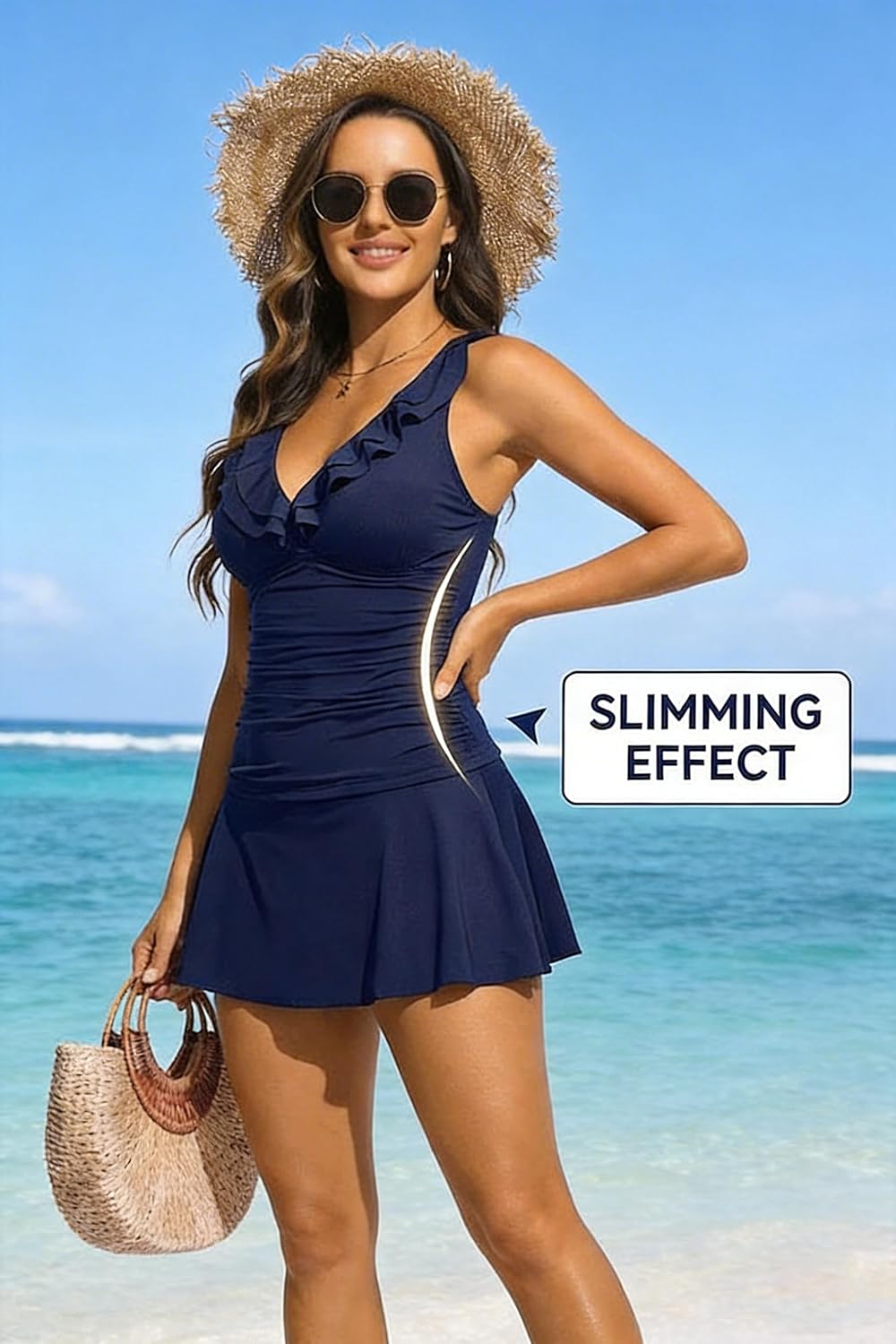 Aqua Eve Women Tankini with Skirt - Tummy Control Swimsuit Two Piece Bathing Suit Ruffle Swimwear Ladies Swim Suit - Image 6
