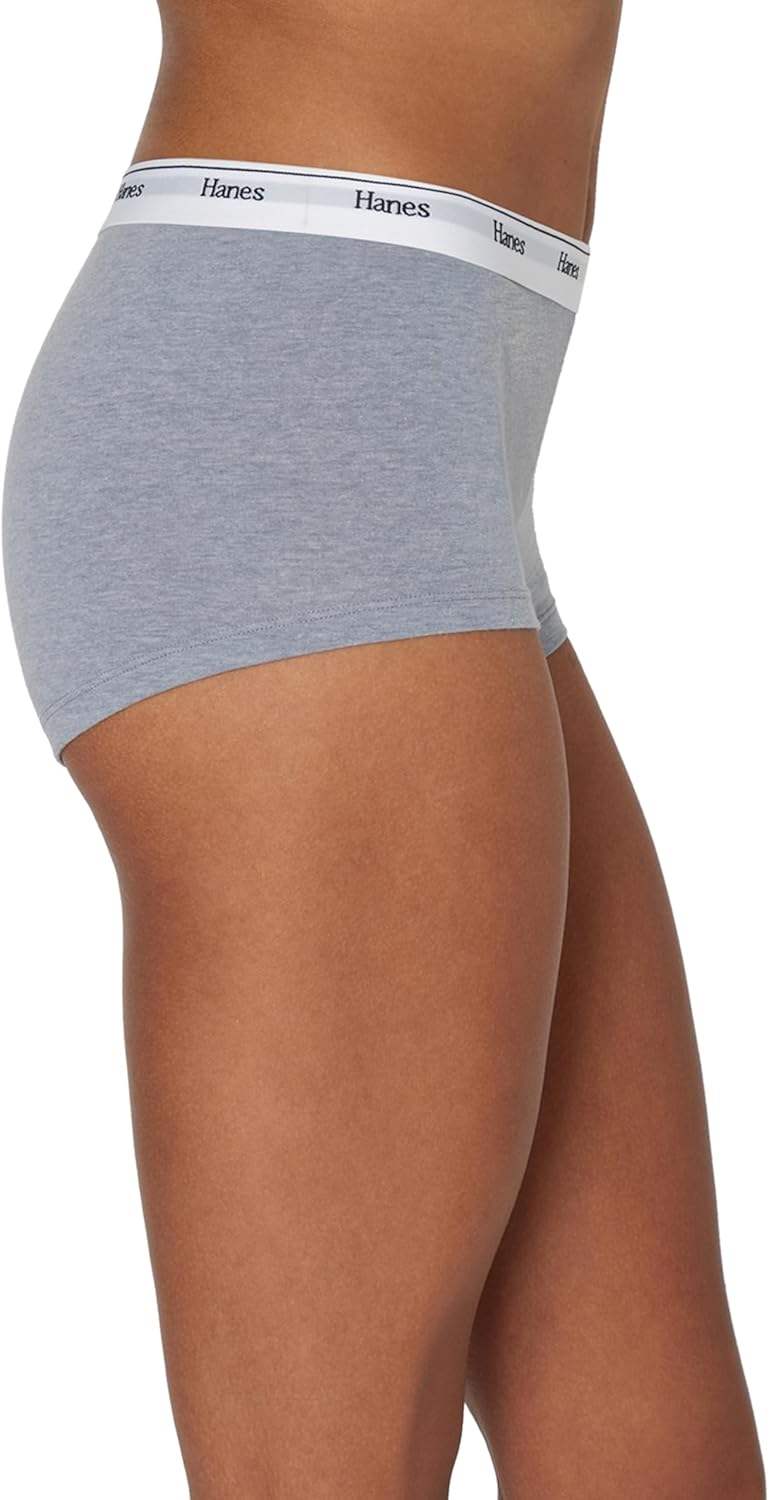 Hanes Women's Originals Boyshort Underwear, Breathable Stretch Cotton Boyshort Panties, 4-pack - Image 3