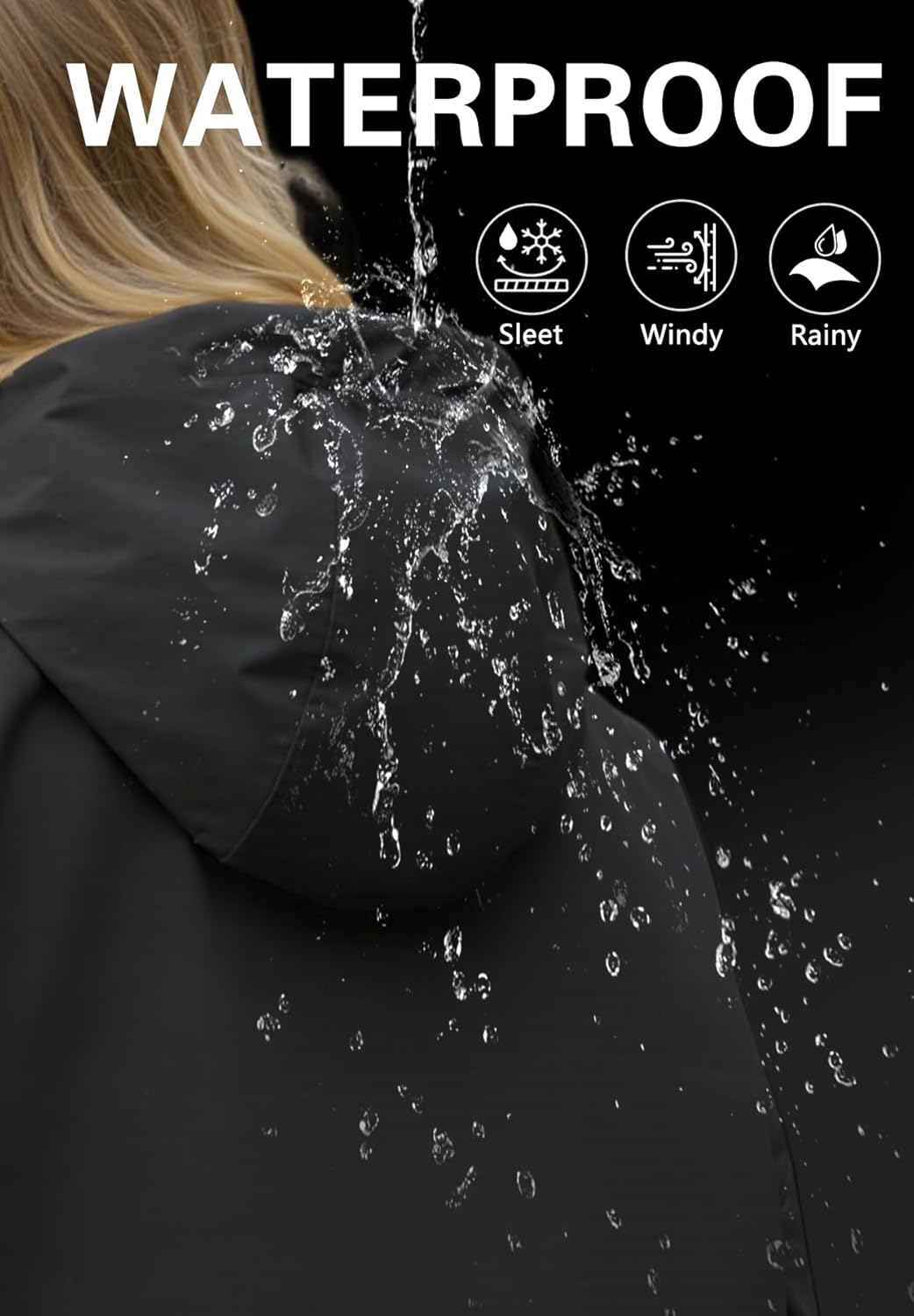 Zando Long Packable Rain Jacket Women Waterproof - Raincoat for Women Rain Coat with Hood Lightweight Outdoor Windbreaker - Image 4
