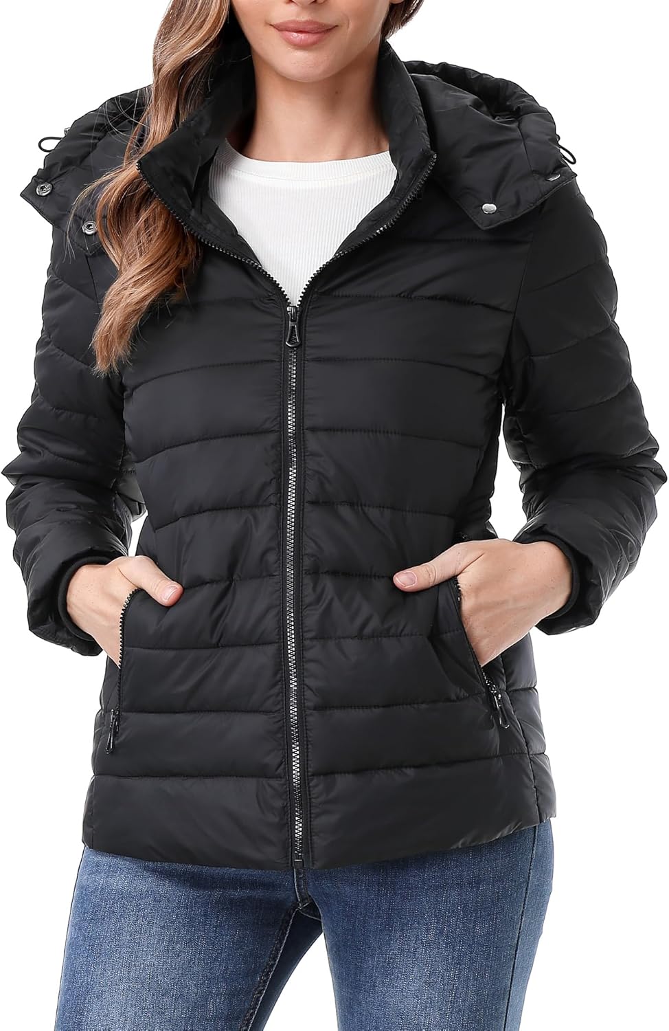 TDYPCI Women's Winter Coat Lightweight Waterproof Puffer Jacket - Quilted Short Down Coat for Women, Warm Winter Jacket - Image 7