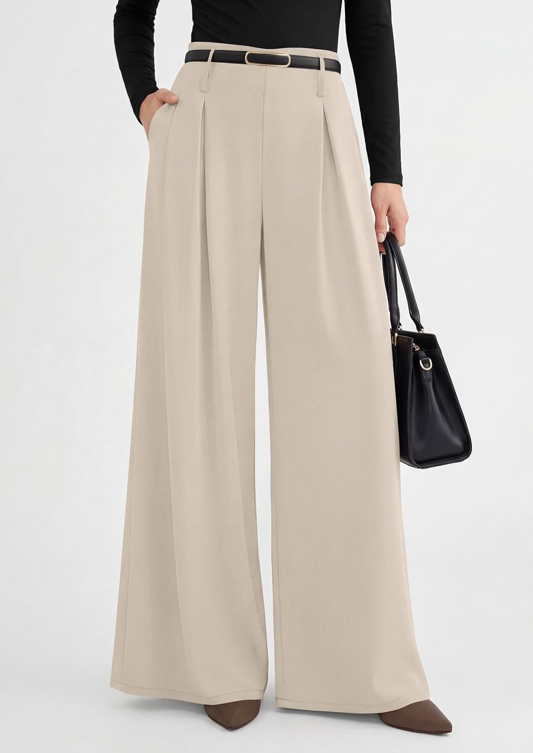 PRETTYGARDEN Womens Wide Leg Trousers 2026 Elastic High Waisted Dress Pants Pleated Slacks Flowy Business Work Palazzo Pants - Image 2
