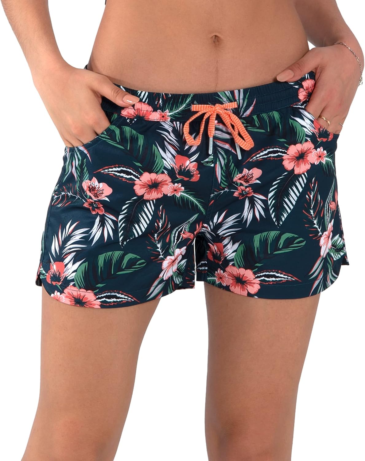 Womens Swim Shorts UPF50+ Board Shorts Quick Dry Beach Shorts Drawstring Sports Summer Bottom