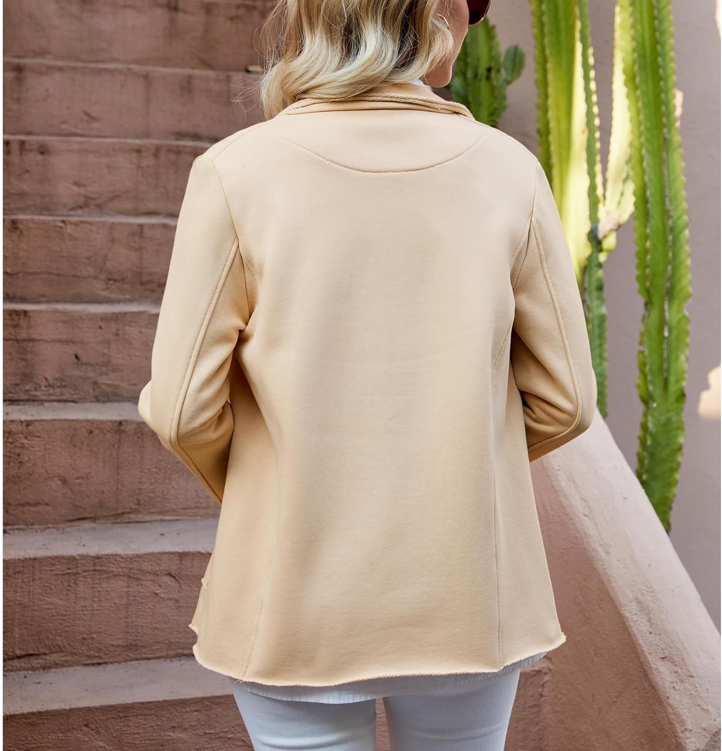 Ainangua Classic Trench Coats for Women Double Breasted Blazer Fleece Peacoat Jackets Essentials Fall Winter Coat - Image 2
