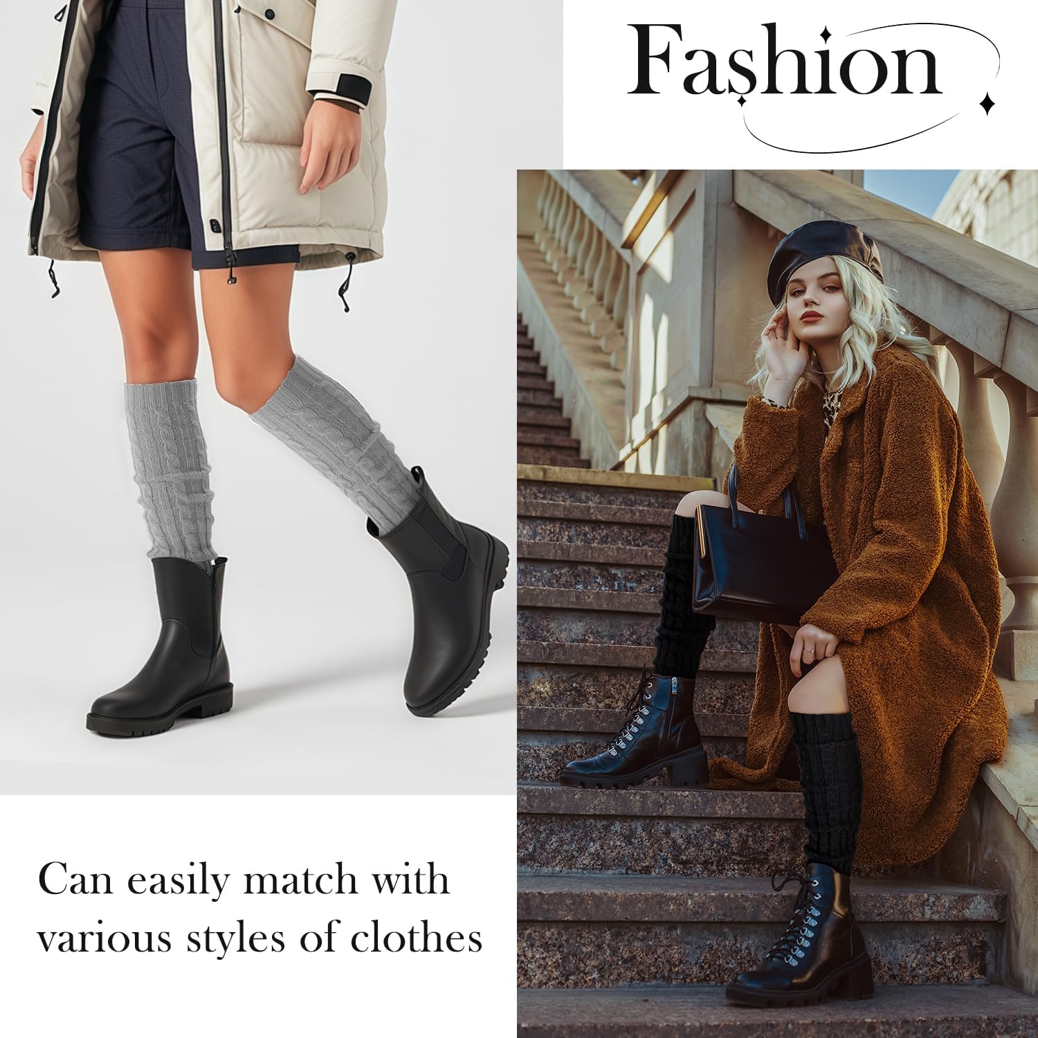 Pleneal Leg Warmers for Women - 1/2/3 Pairs Fashion Cable Knit Warm Leg Warmers 80s Accessories for Party Sports Yoga - Image 5