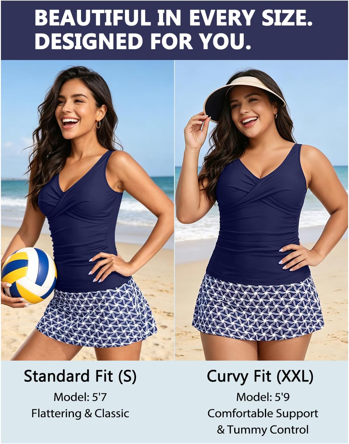 Talisea Womens Tankini Bathing Suits with Skirt Two Piece Tummy Control Swimsuits Ladies Swimwear - Image 5
