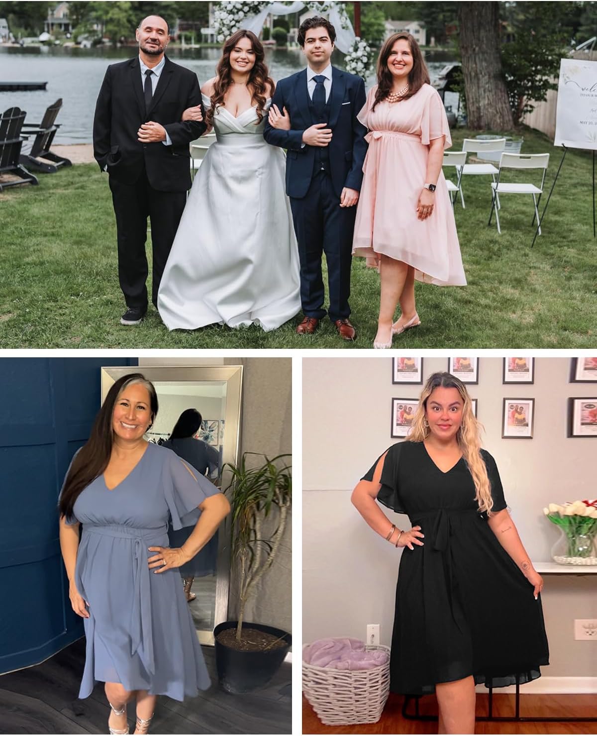 Talisea Plus Size Dresses Wedding Guest - Formal Cocktail Chiffon V Neck Short Sleeve High Low Dress Curvy Women - Image 4