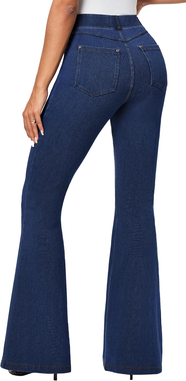 IUGA Bell Bottom Jeans for Women High Waist Stretchy Pull On Bootcut Sweatpant Jeans Flare Leggings Tummy Control Flare Pants - Image 2