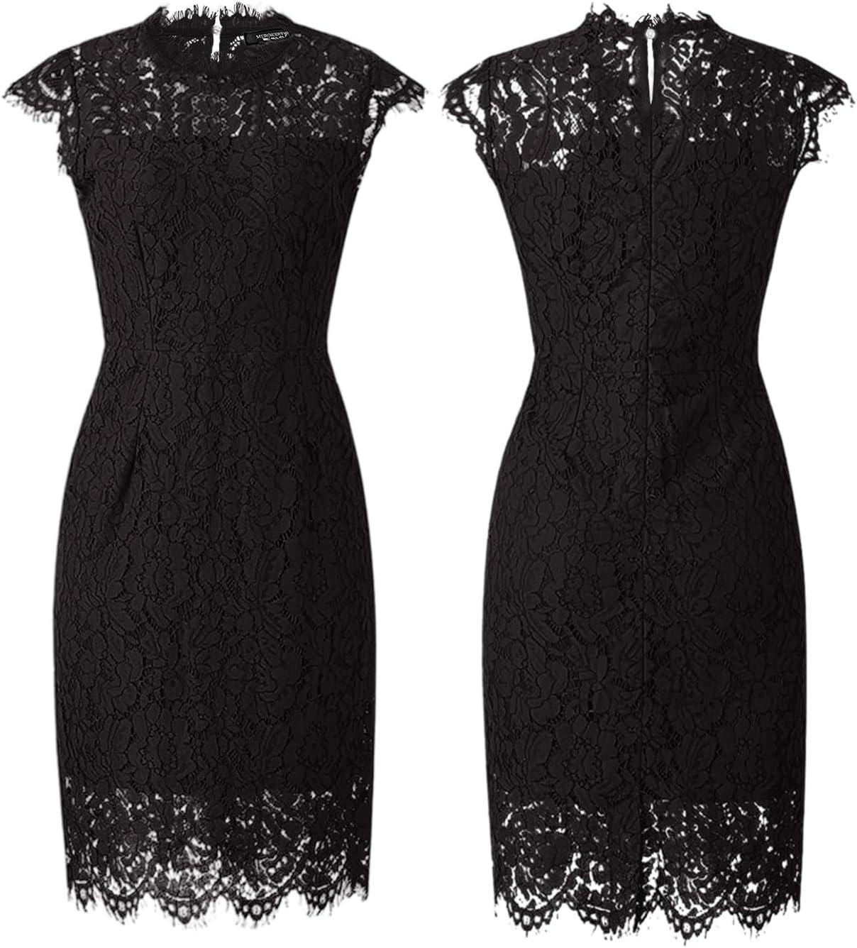MEROKEETY Women's Sleeveless Lace Floral Elegant Cocktail Dress Crew Neck Knee Length for Party - Image 6