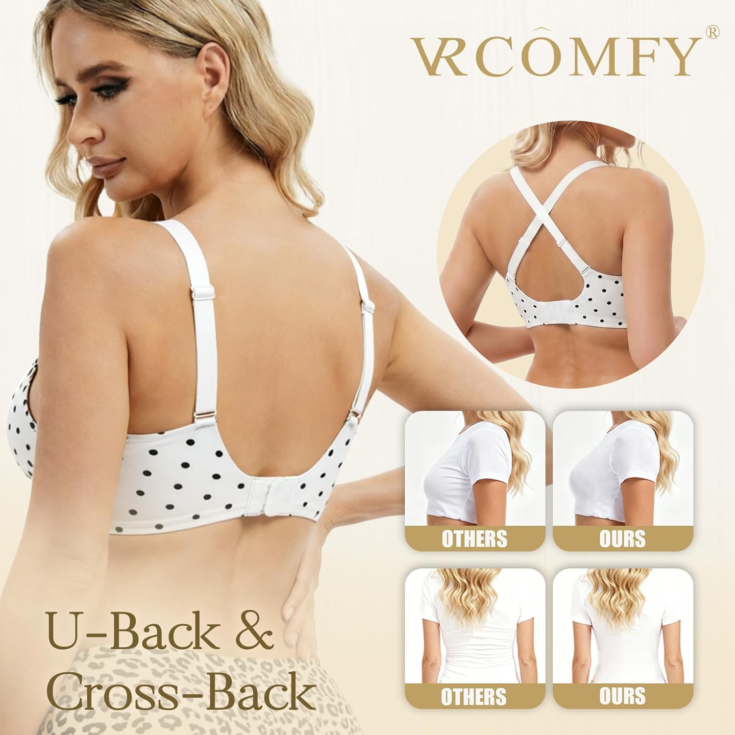 Jelly Wireless Bra Deep V Push Up Seamless T-Shirt Comfortable Plunge No Underwire Bras with Adjustable Straps Everyday Bras - Image 3