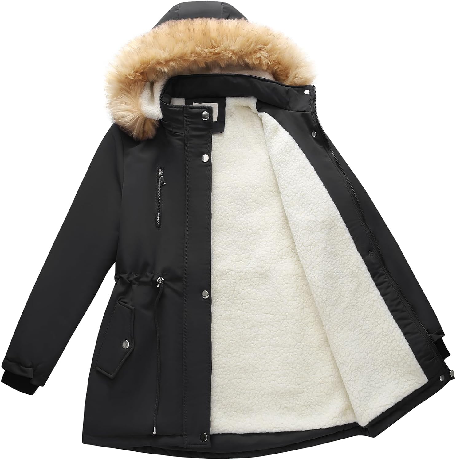 Lamgool Women's Sherpa Fleece Down Jacket Thicken Winter Coat Warm Parka with Hood - Image 4
