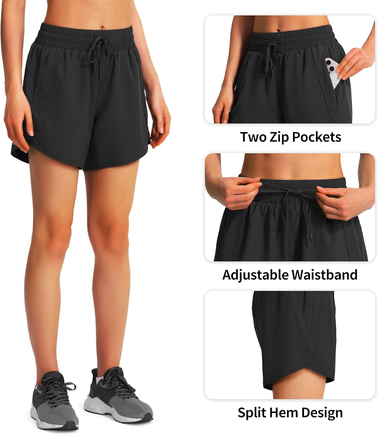 Ksmien Women's 5"/ 7" Athletic Running Shorts Quick Dry Lightweight Workout Gym Shorts with Zipper Pockets UPF 50+ - Image 5