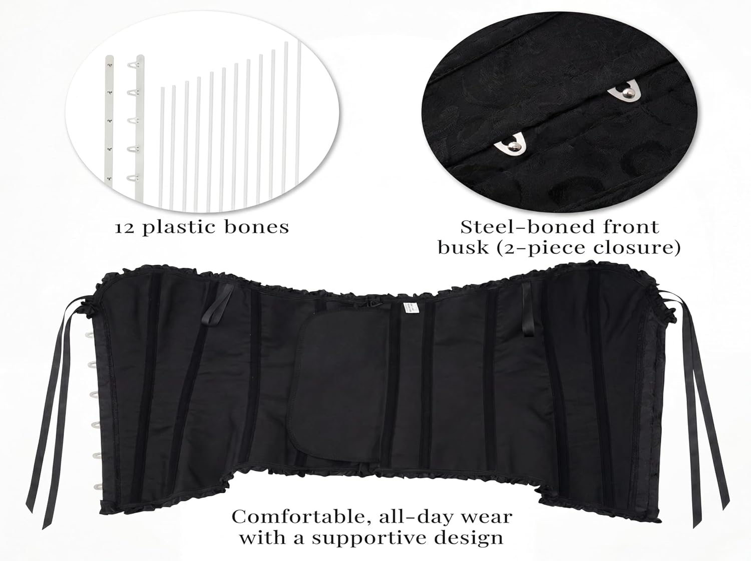 SZIVYSHI Corset Tops for Women, Bustier Shapewear Lingerie, Lace Waist Push Up Bodysuit - Image 5