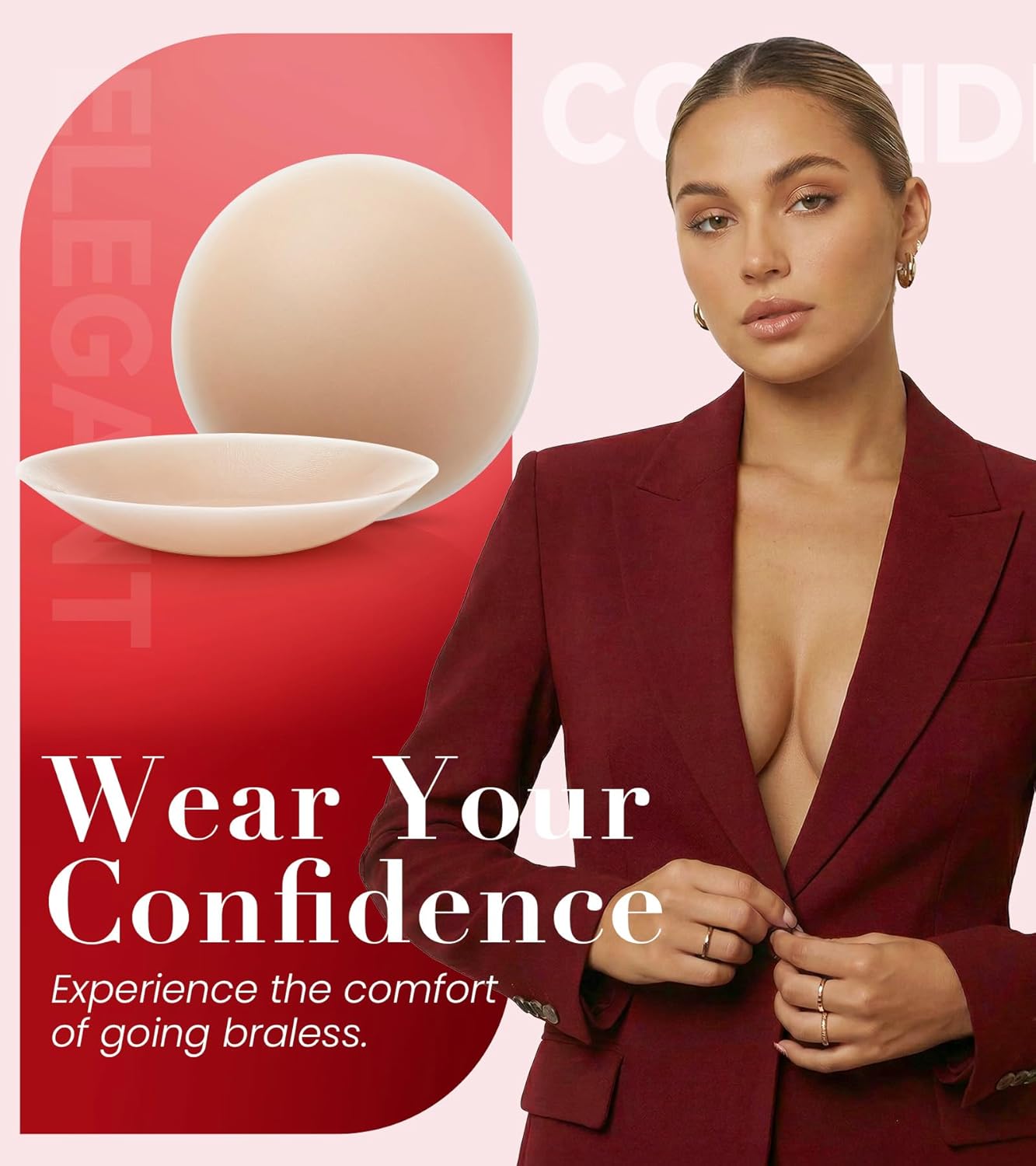 Seamless Invisible Nipple Covers for Women, 2 Pairs Reusable Sticky Pasties, Adhesive Breast Petals with Travel Case - Image 3
