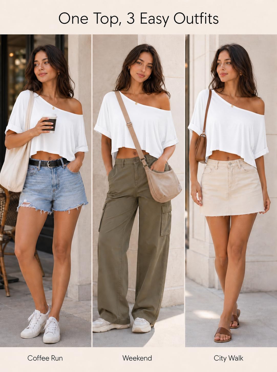 SOFIA'S CHOICE Women's Off Shoulder Crop Tops Loose Boat Neck Short Sleeve T Shirt - Image 4