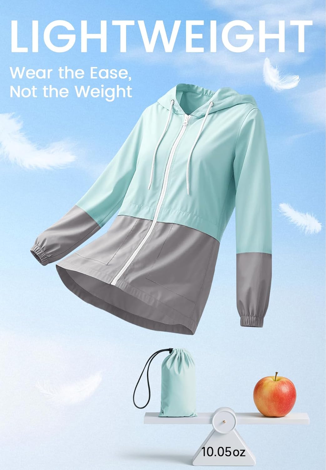 Zando Lightweight Rain Jacket Women Waterproof - Raincoat for Women Packable Rain coat Hooded Windbreaker for Travel Outdoor - Image 3