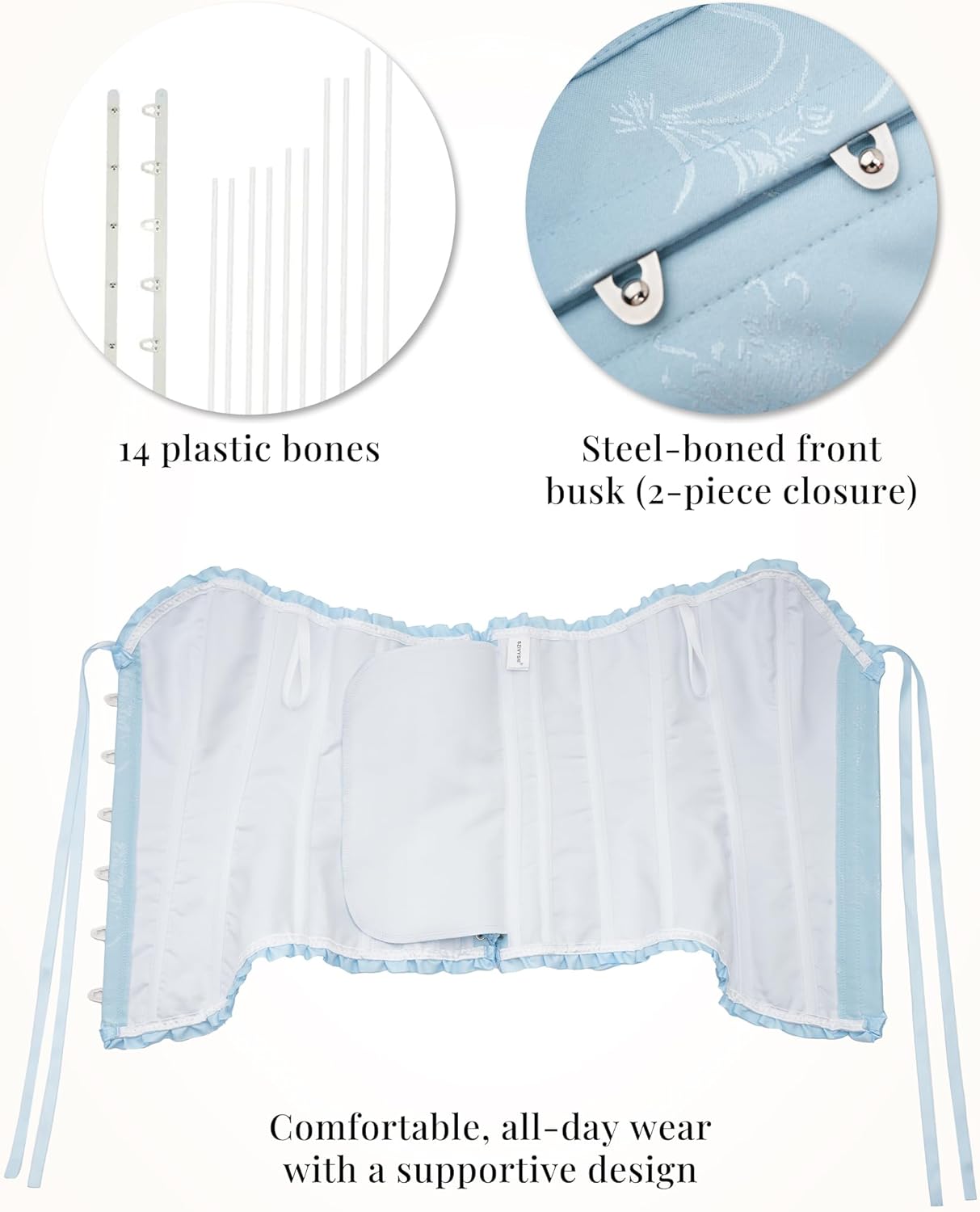 SZIVYSHI Corset Tops for Women, Bustier Shapewear Lingerie, Lace Waist Push Up Bodysuit - Image 5