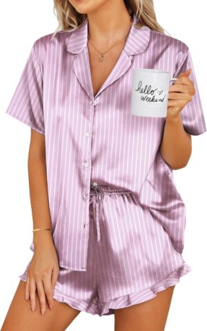 Ekouaer Womens Satin Pajamas Set Bu...