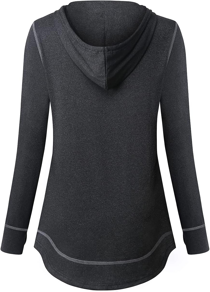 Womens Long Sleeve Workout Yoga Gym Shirts Fall Winter Athletic Hoodies with Thumb Holes - Image 2