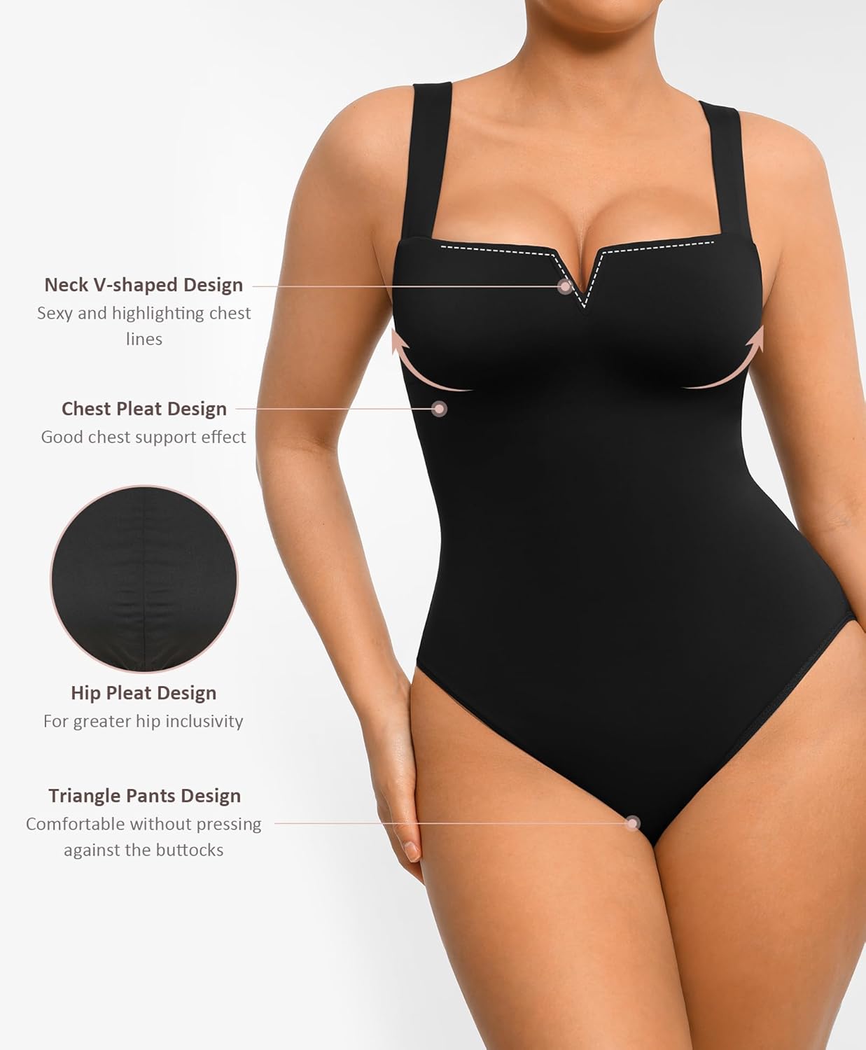 FeelinGirl Square Neck Shapewear Bodysuit for Women Sleeveless Tummy Control Slimming Bodysuit Going Out Tank Tops - Image 3