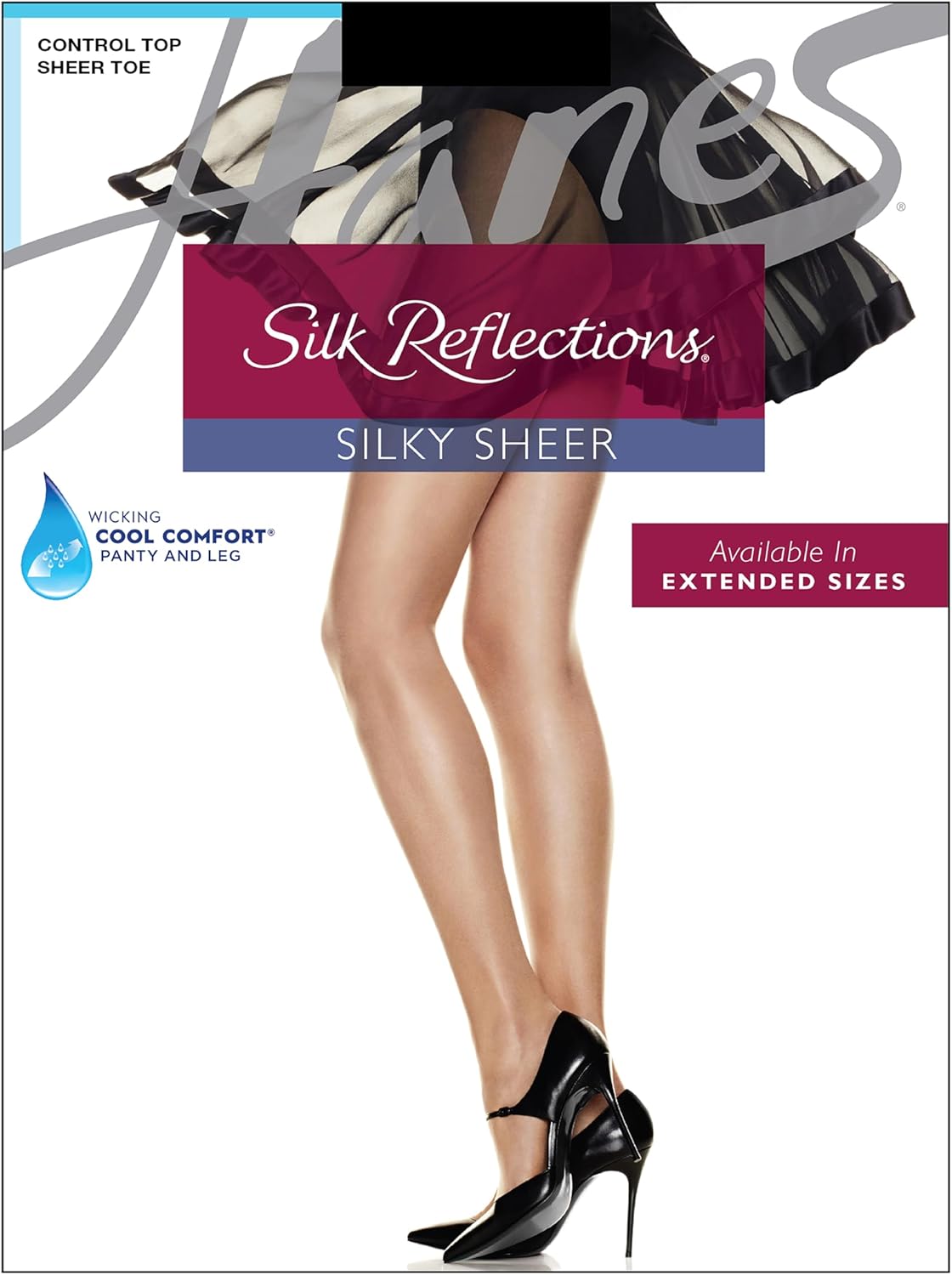 Hanes Silk Reflections Women's Control Top Sheer Toe Silky Pantyhose - Image 3