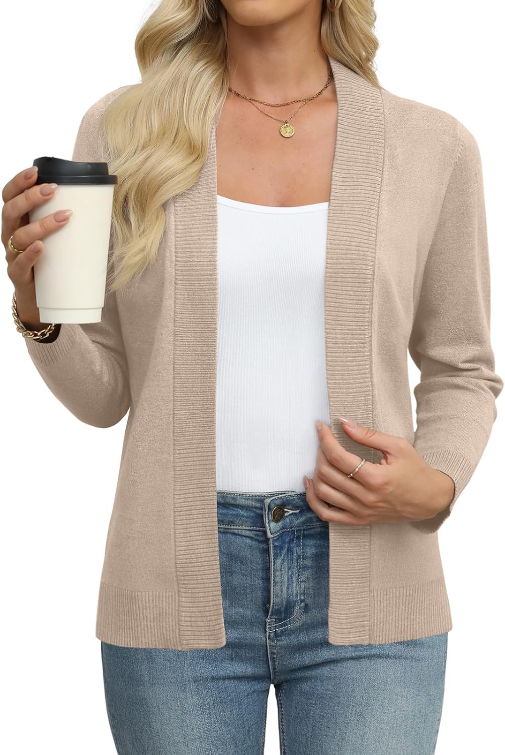 Women's Lightweight Cardigan Sweaters Long Sleeve Open Front Knit Casual Classic Cardigans