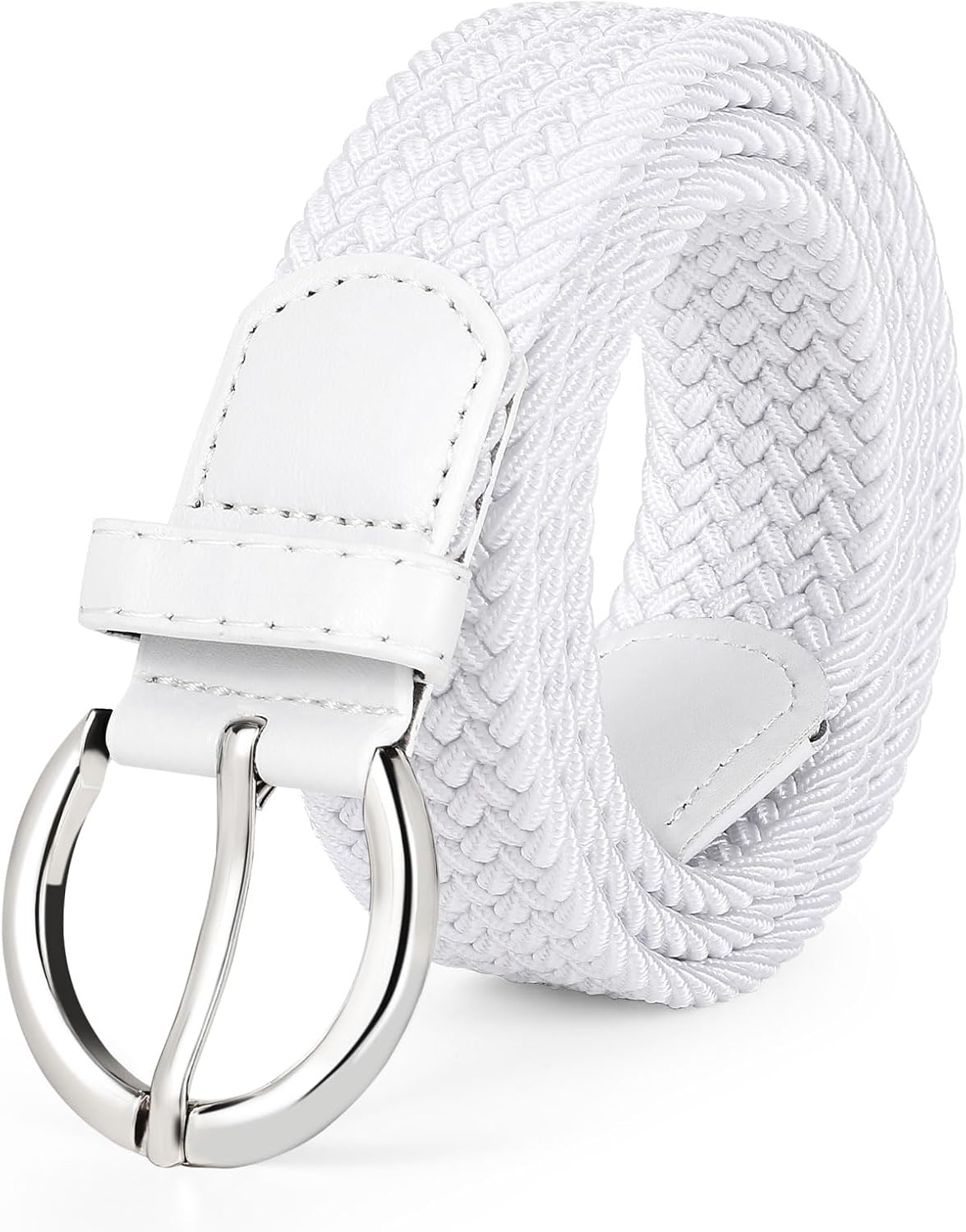 JASGOOD Women Men Braided Woven Elastic Stretch Waist Belt Golf Canvas Fabric Casual Belt for Jeans Pants