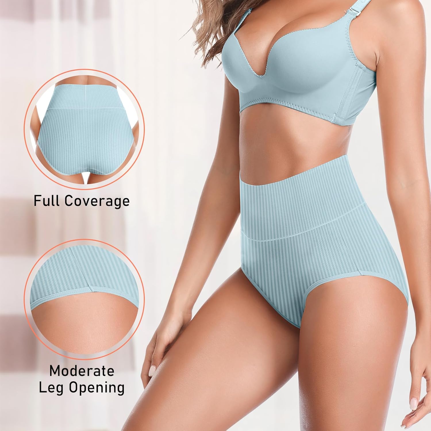 Women's High Waist Cotton Underwear Super Stretchy Briefs Full Coverage Panties Soft Women Panties 5-Pack - Image 4